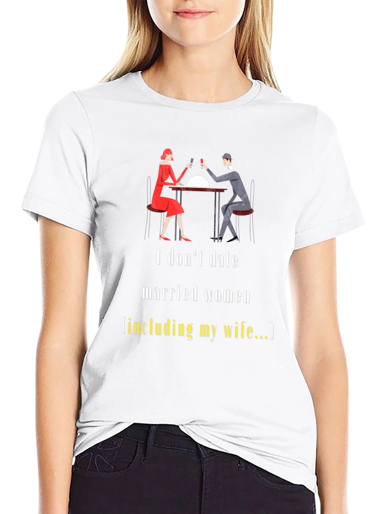 Black Humorous "I Don't Date Married Women" Graphic Tee view 9