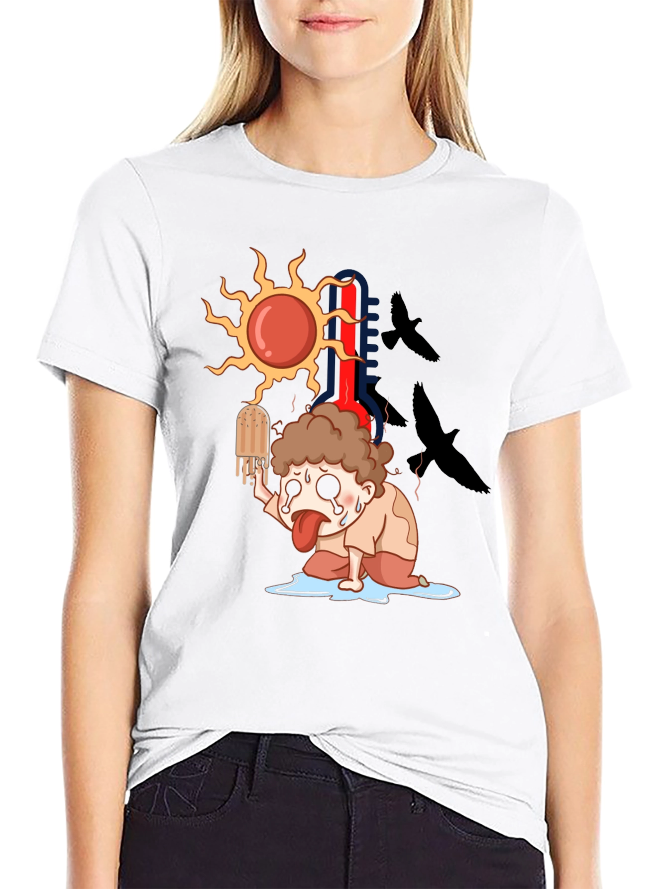 Black Cartoon Graphic Tee - Summer Heat T-Shirt view 9