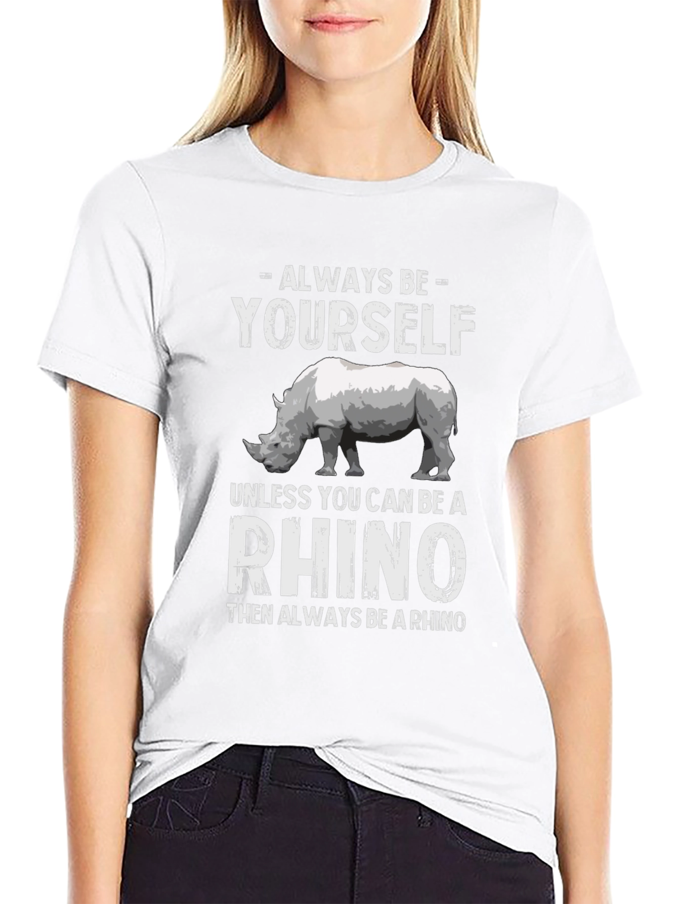 Black Always Be Yourself Rhino T-Shirt view 9