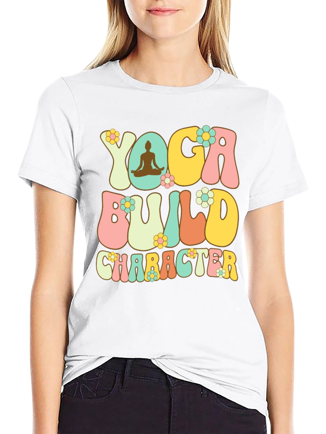 Black Yoga Build Character Graphic Tee view 9
