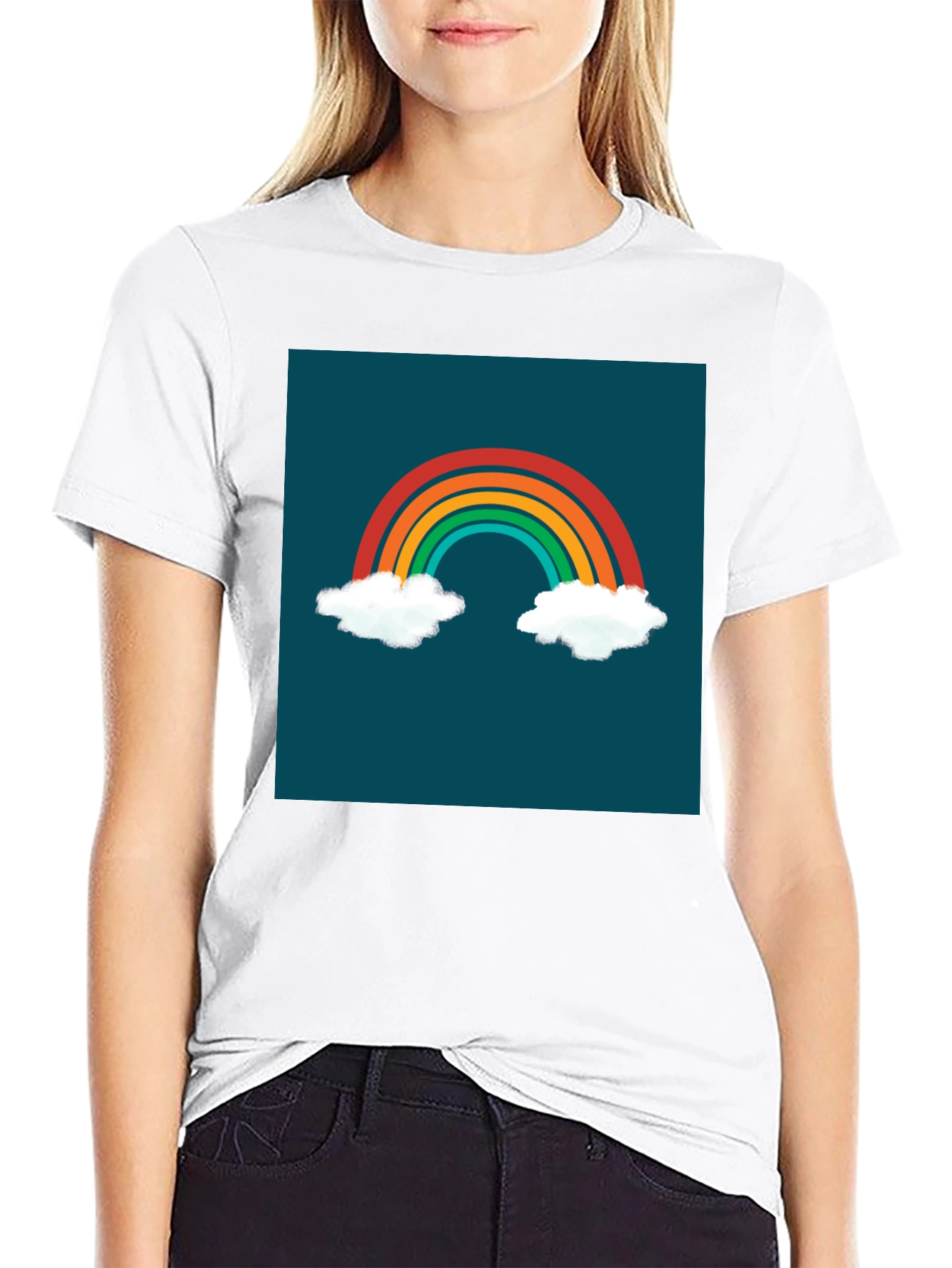 Black Rainbow Cloud Graphic Tee - Stylish & Unique! view 9