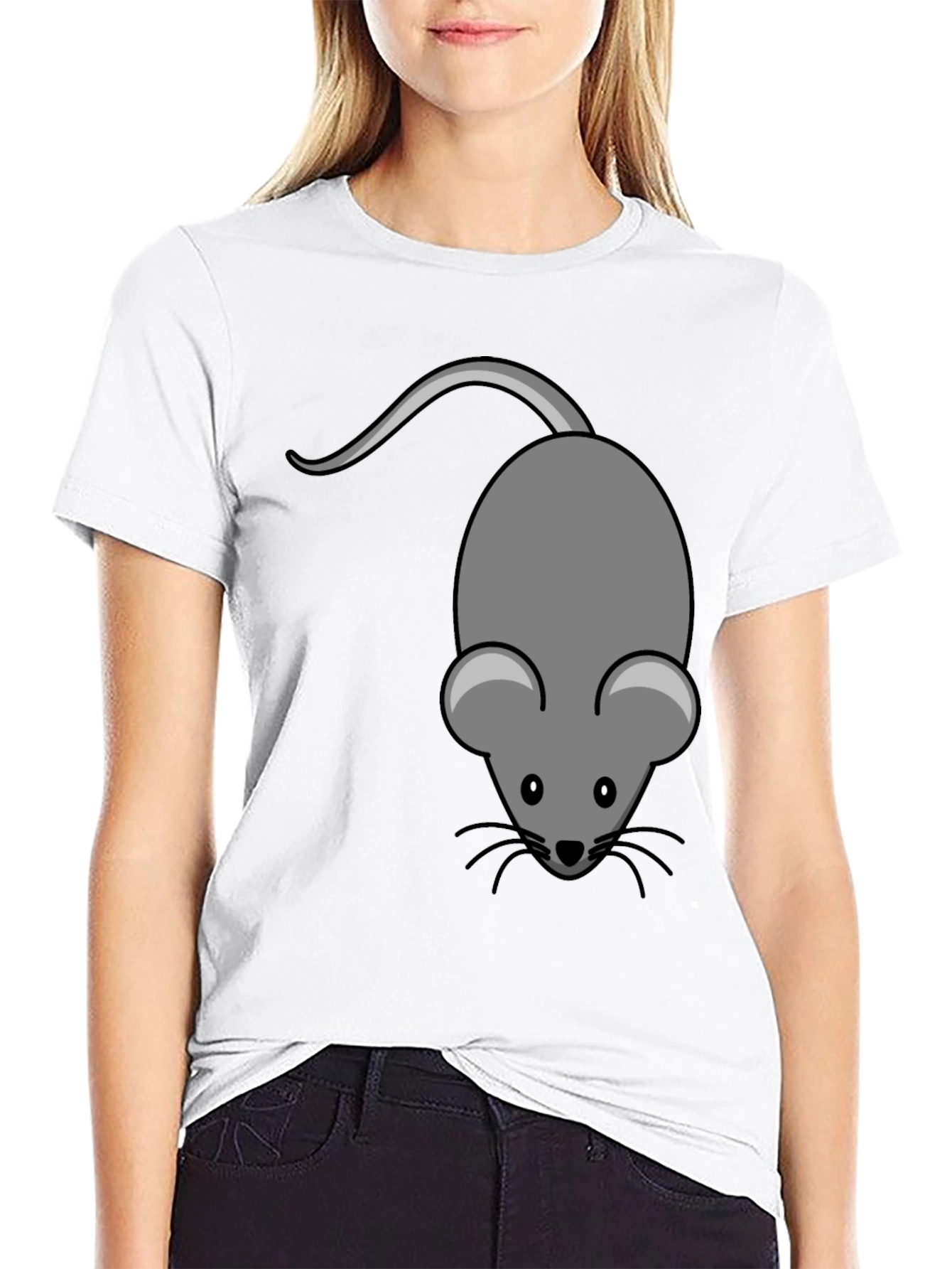 Black Cute Mouse Graphic Tee - Unisex Black T-Shirt view 9