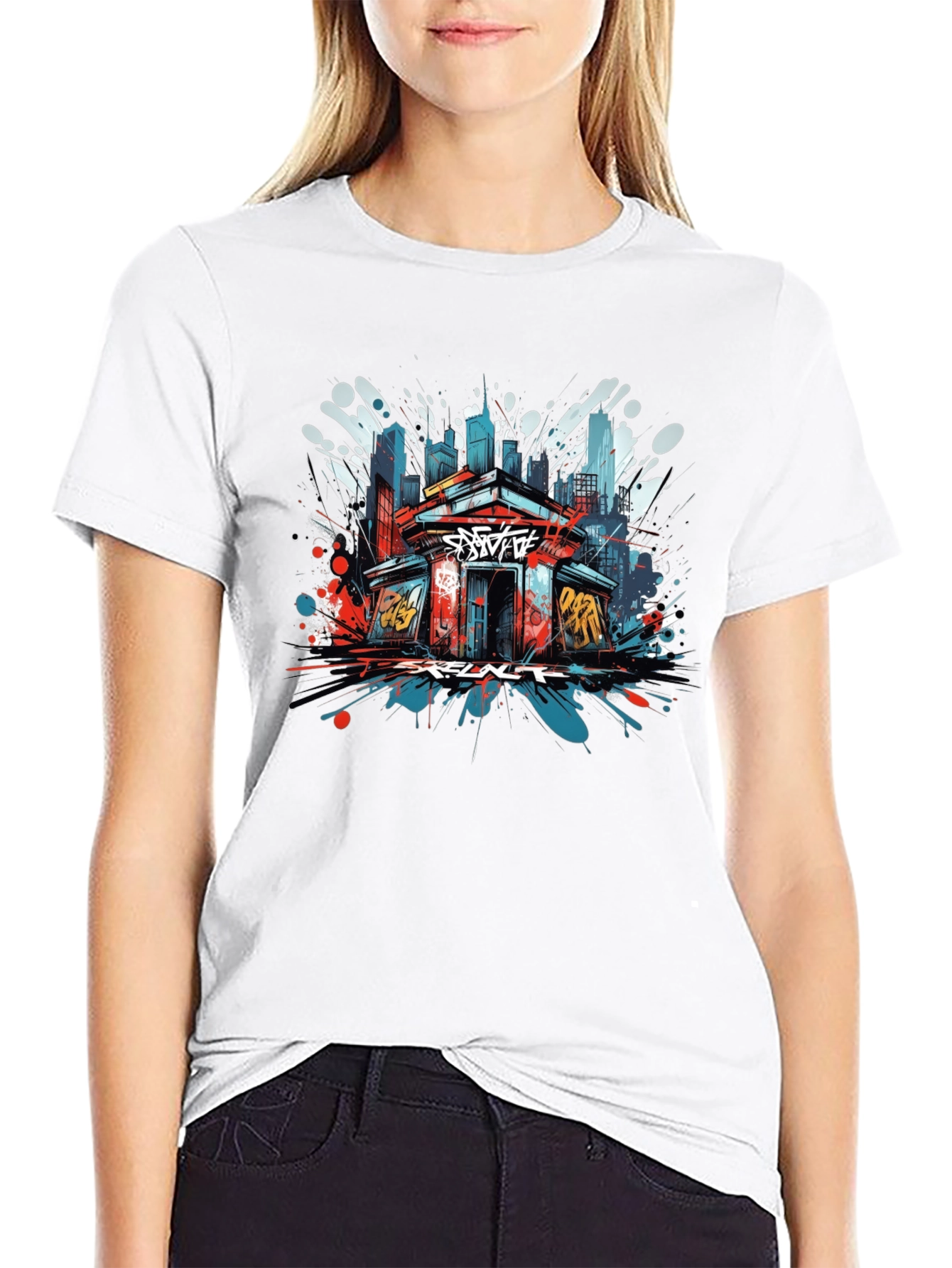 Black Urban Graffiti Art T-Shirt view 9