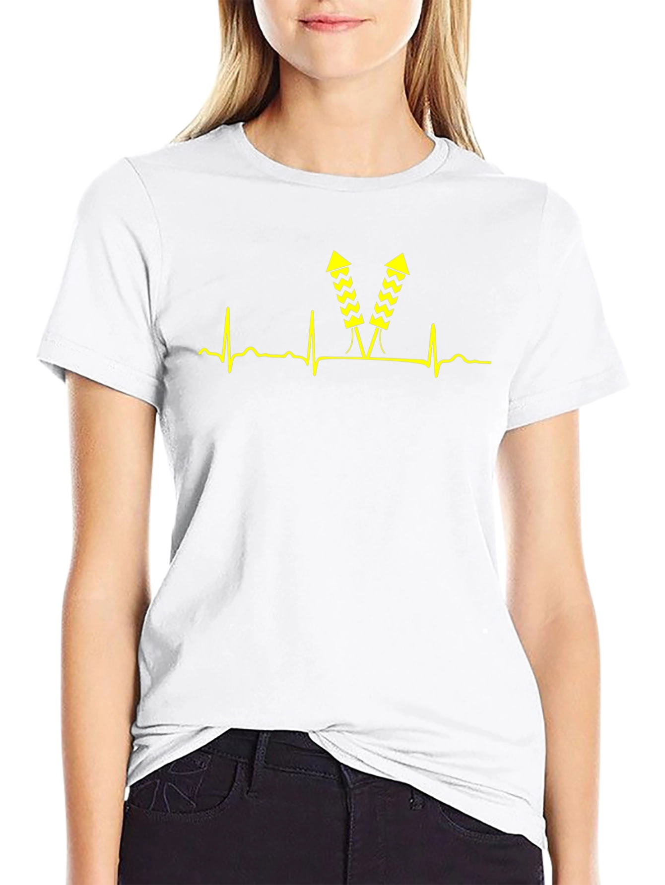 Black Fireworks Heartbeat T-Shirt - Black view 9