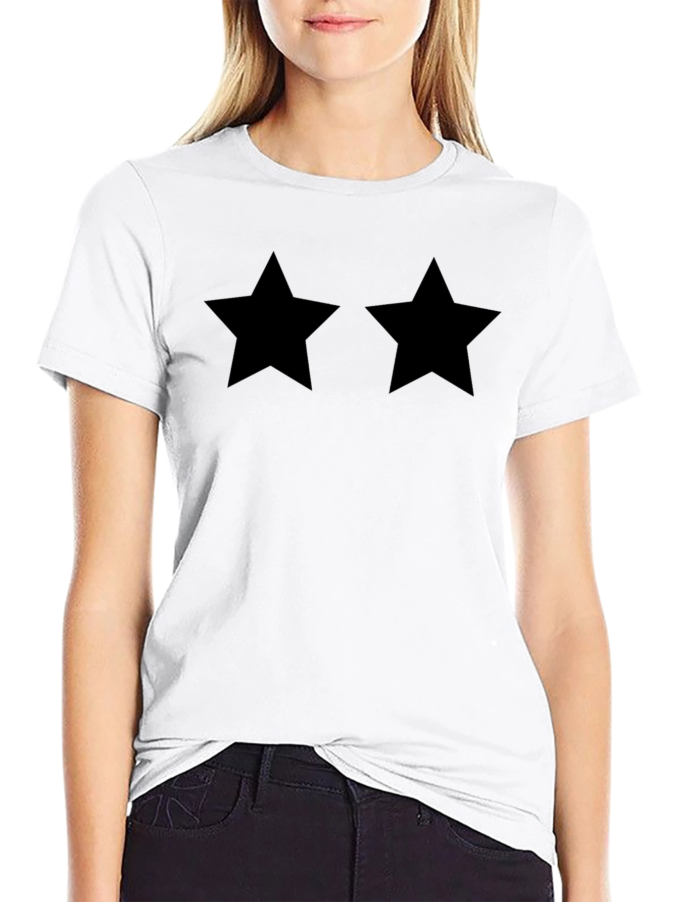 Black Two Stars Black T-Shirt view 9
