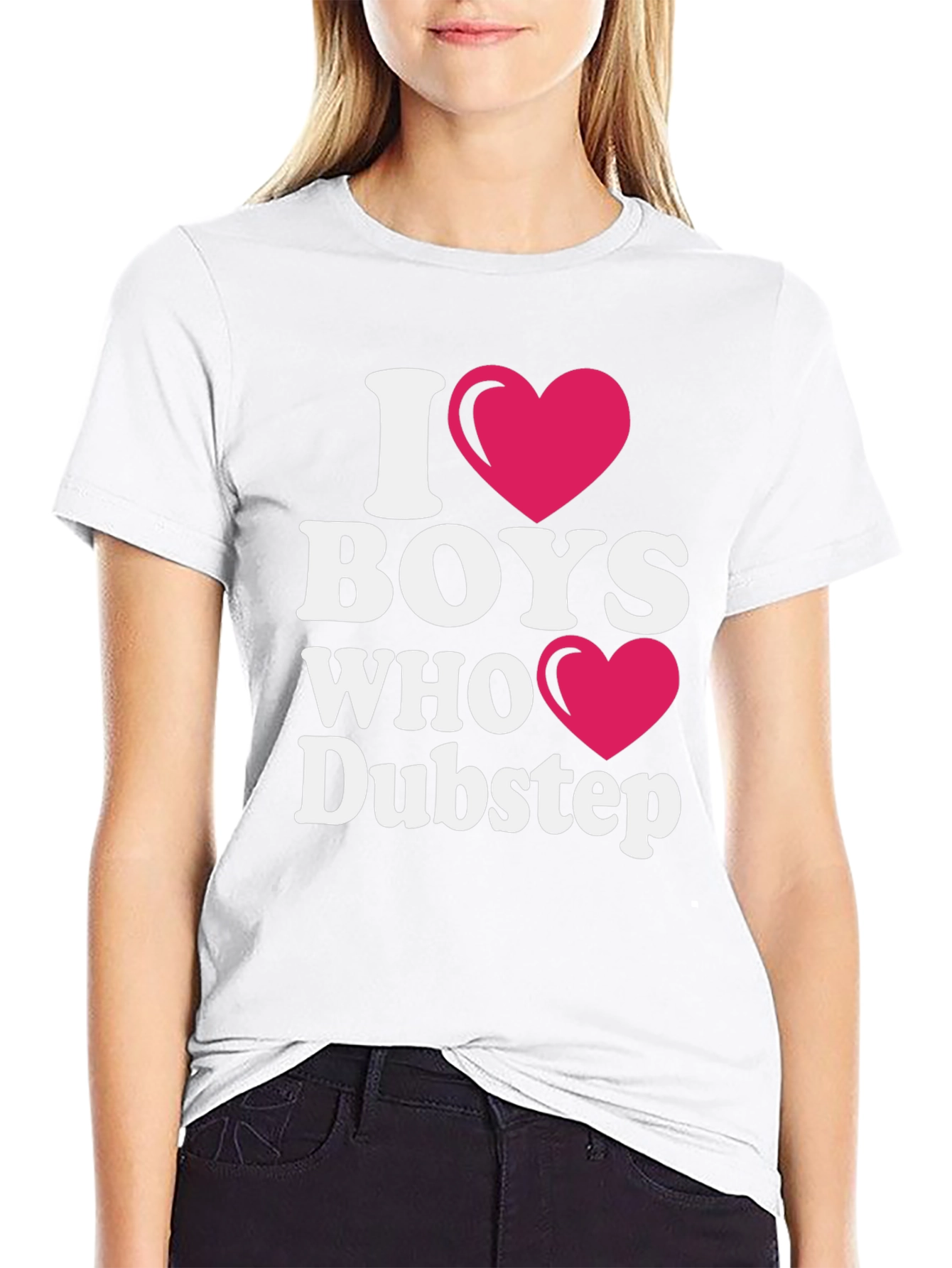 Black I Love Boys Who Like Dubstep T-Shirt view 9