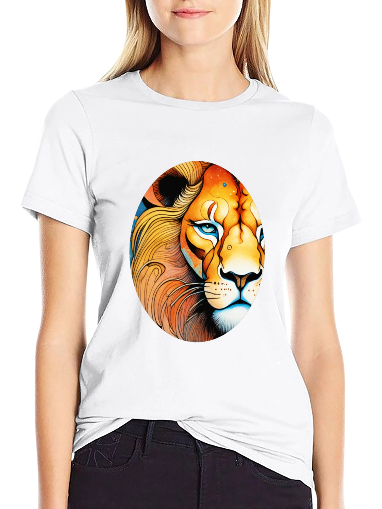Black Lion Graphic Black T-Shirt view 9