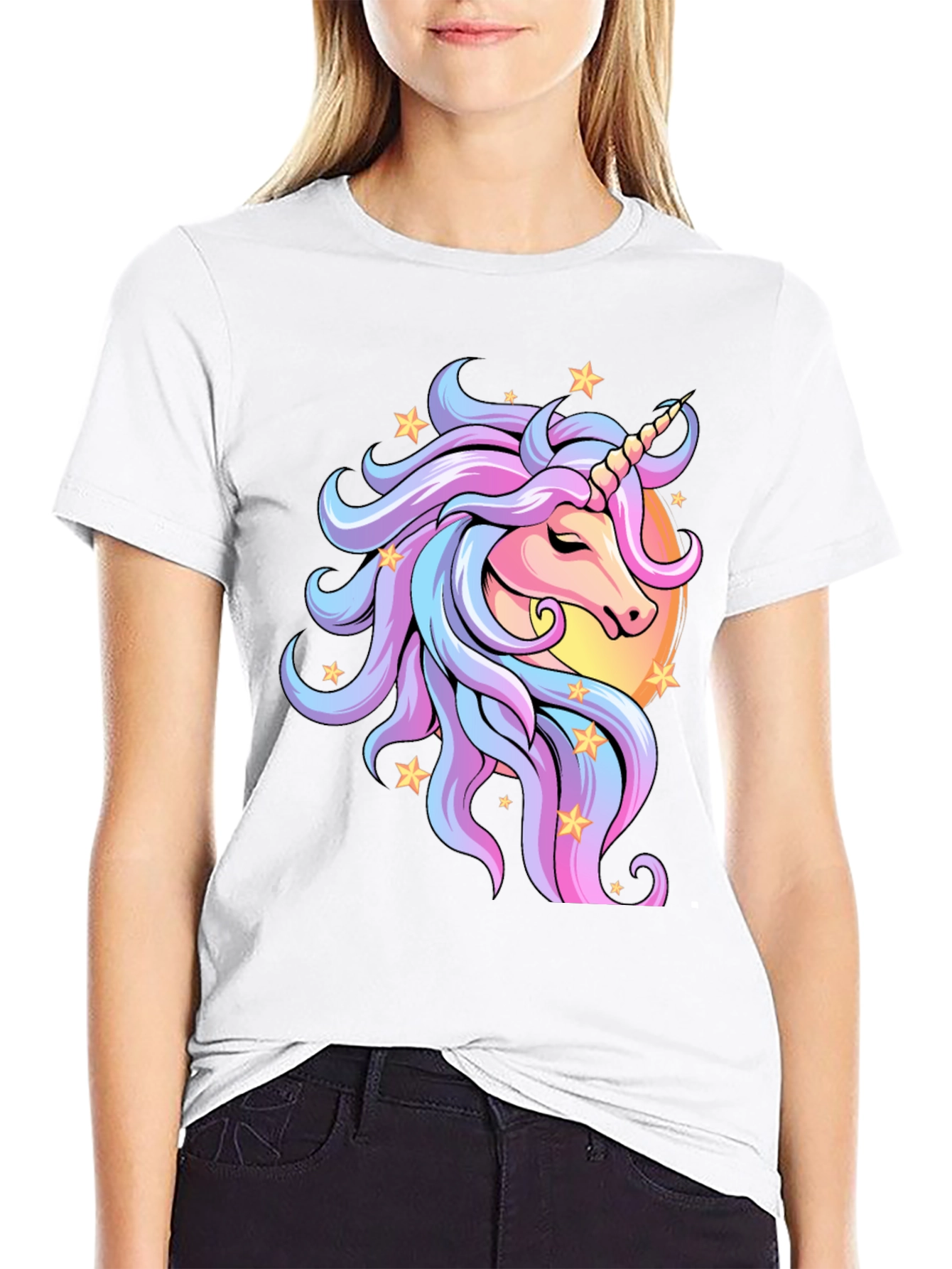 Black Unicorn Graphic Tee - Magical Pastel Design view 9