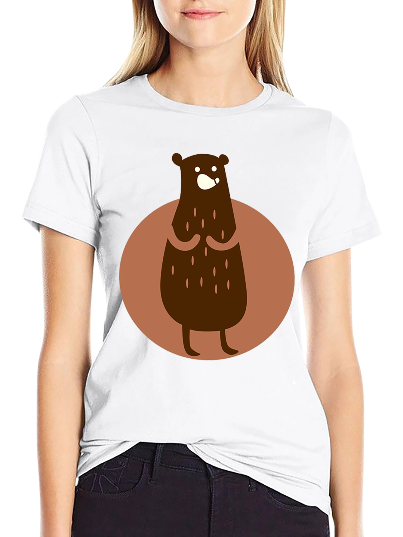 Black Bear Graphic Black T-Shirt - Cartoon Style view 9
