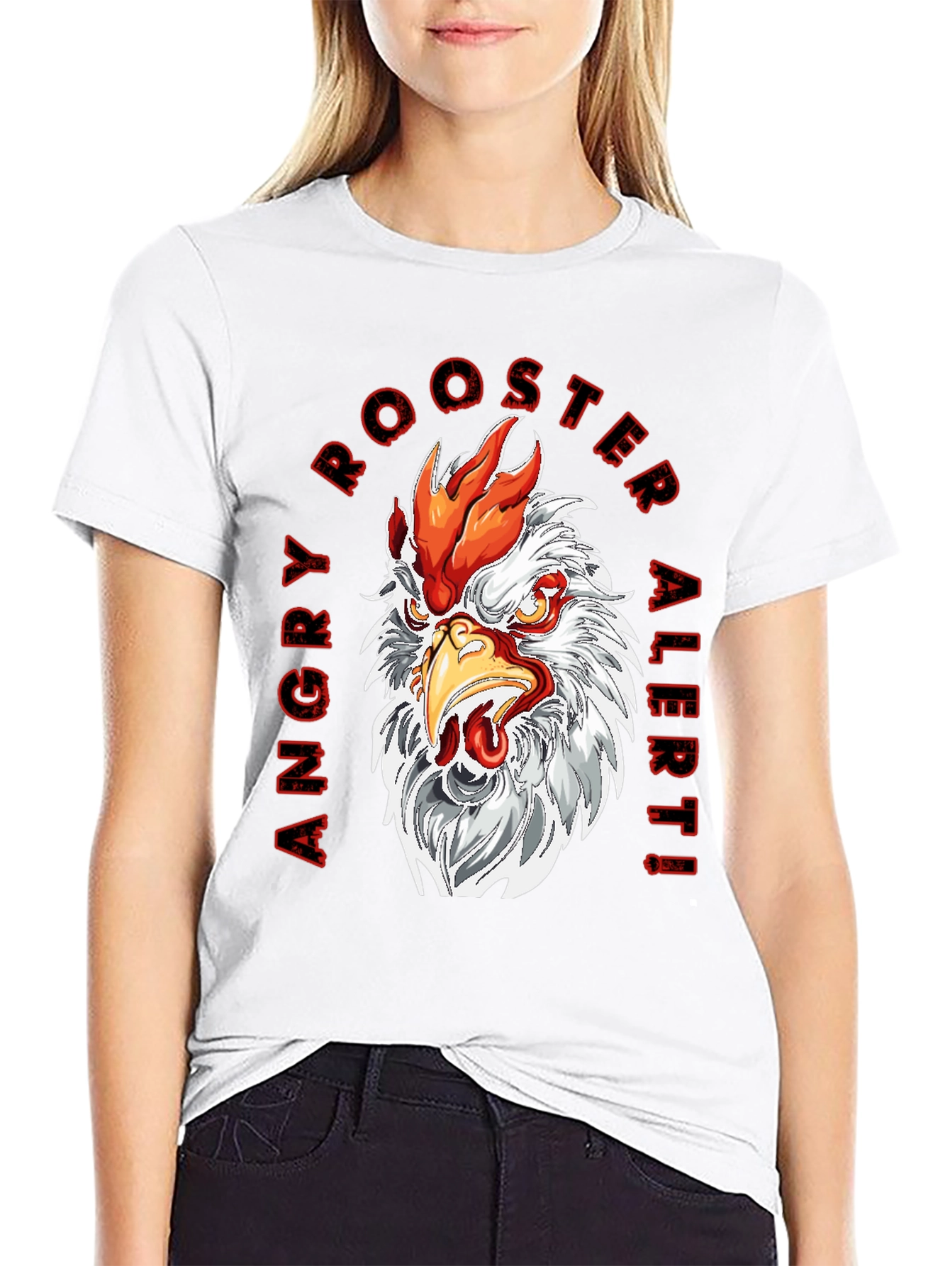 Black Angry Rooster Graphic Tee - Bold Design view 9