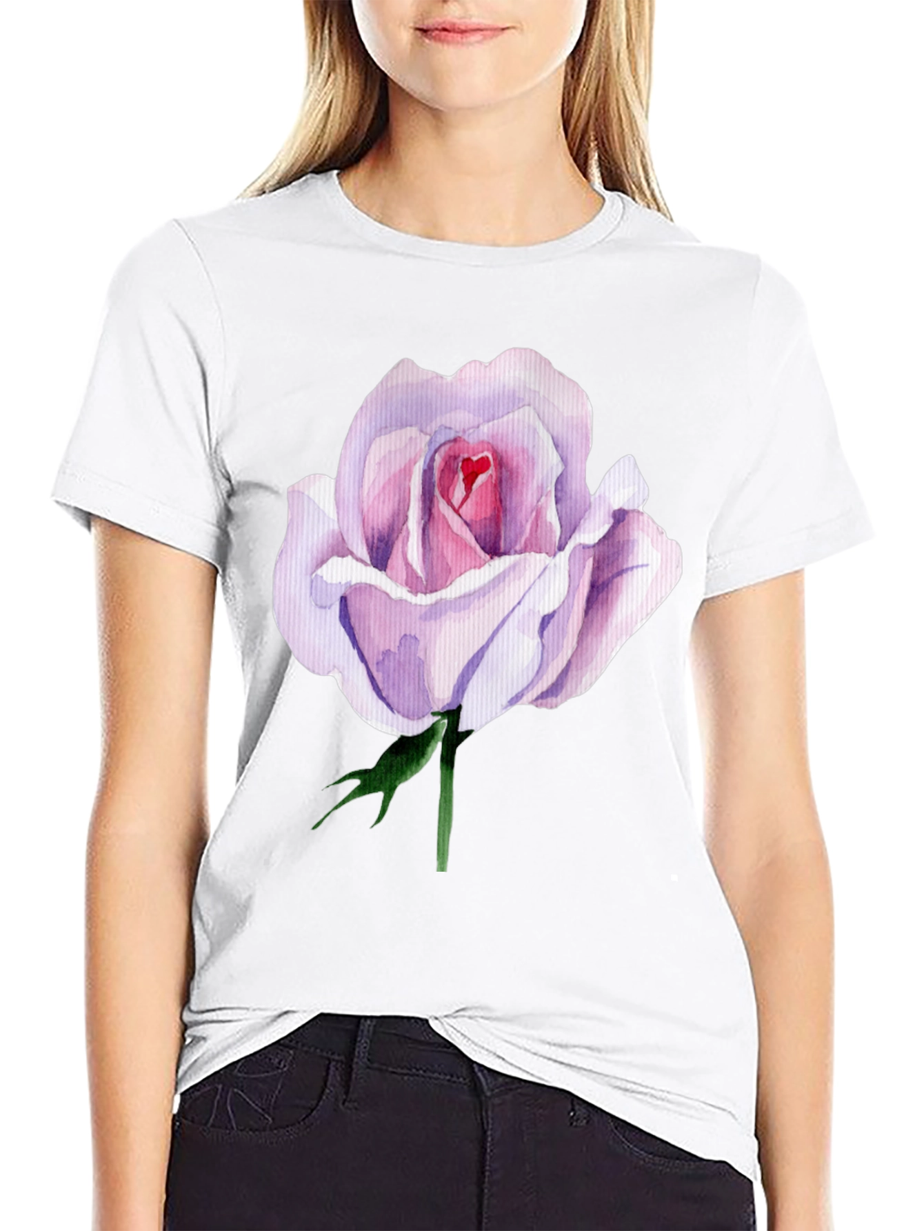 Elegant Rose Graphic Tee - Black - 9