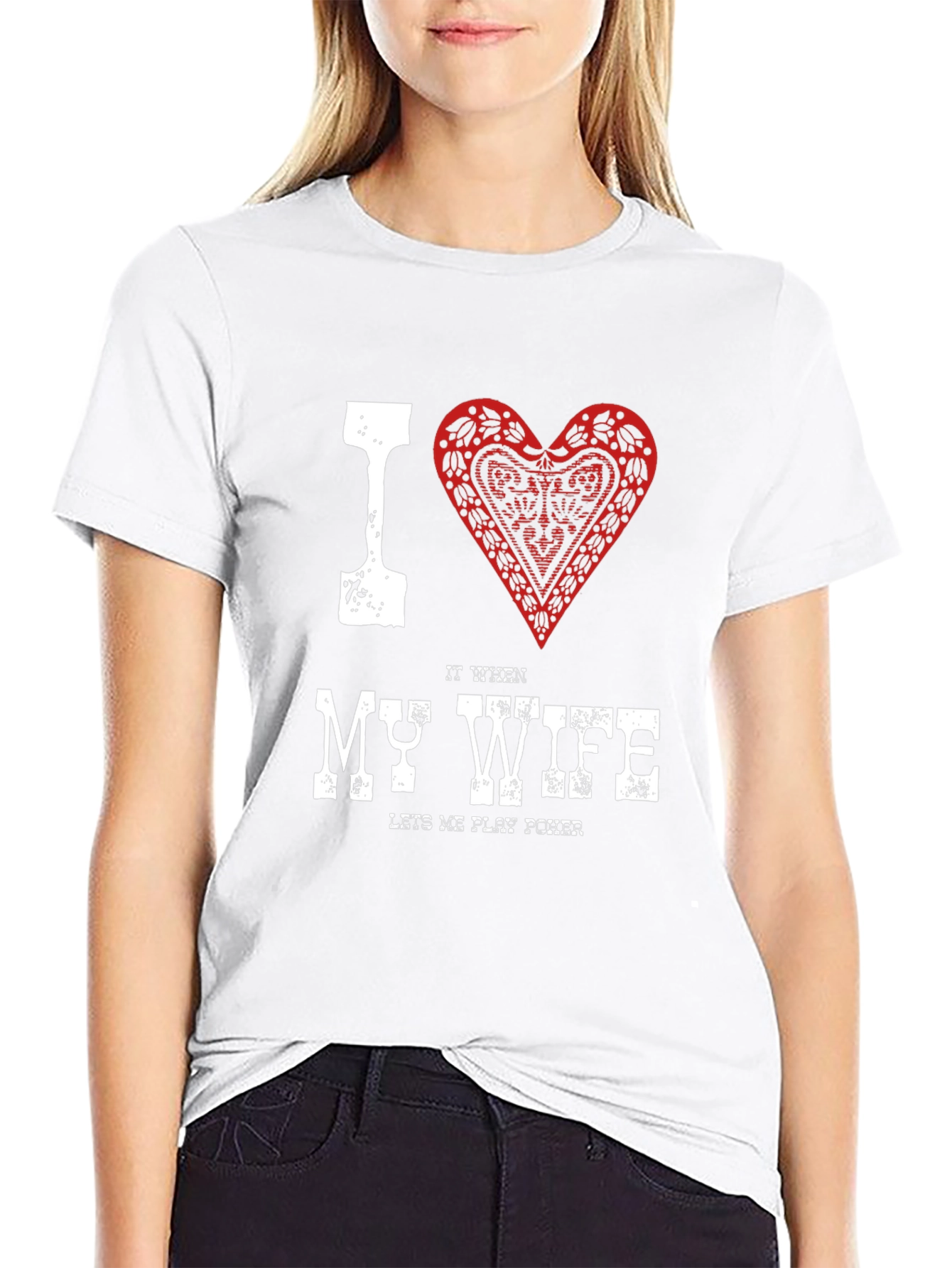 Black I Heart My Wife Poker T-Shirt view 9
