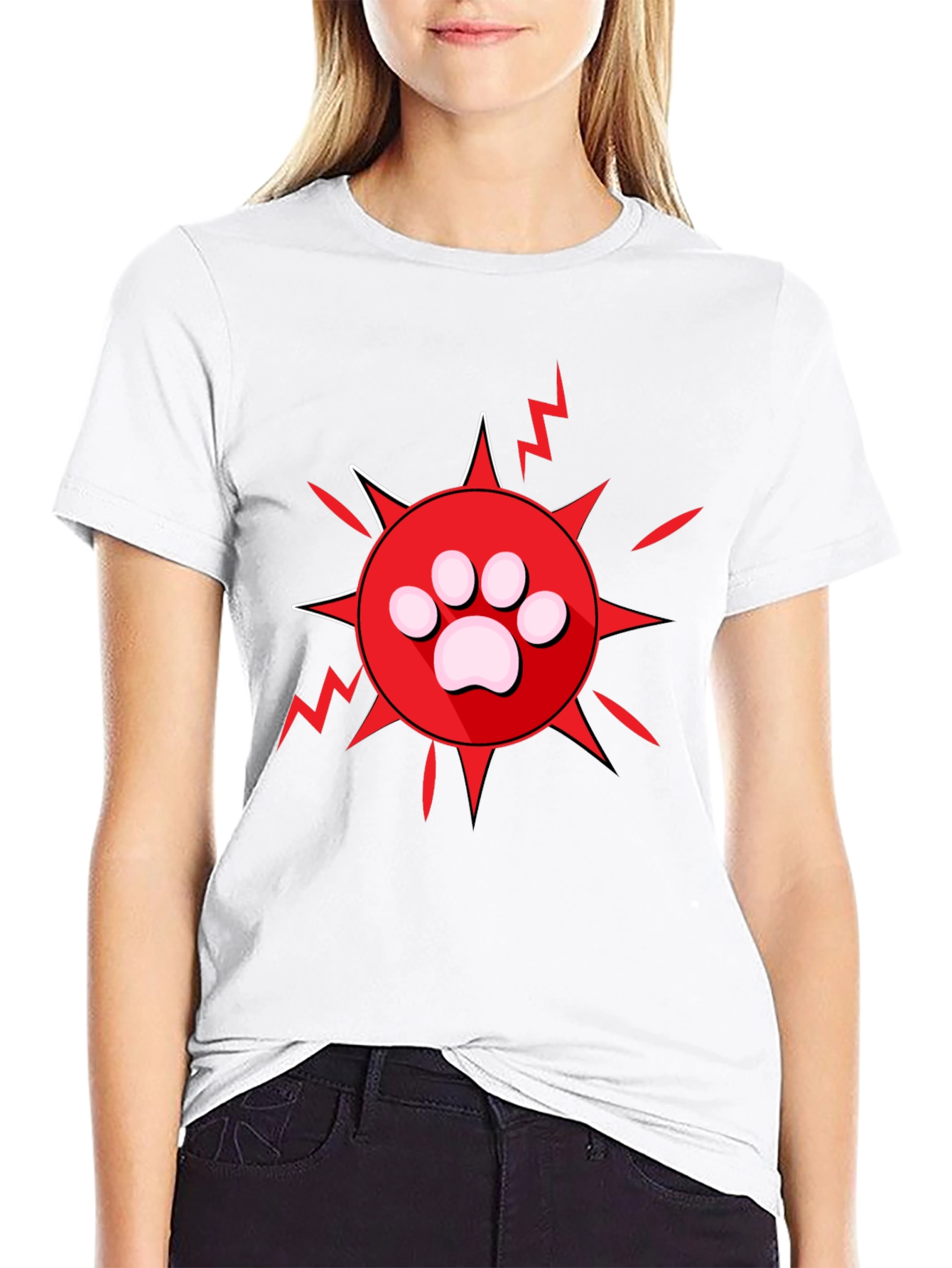 Black Paw Print Burst Graphic Tee - Black view 9