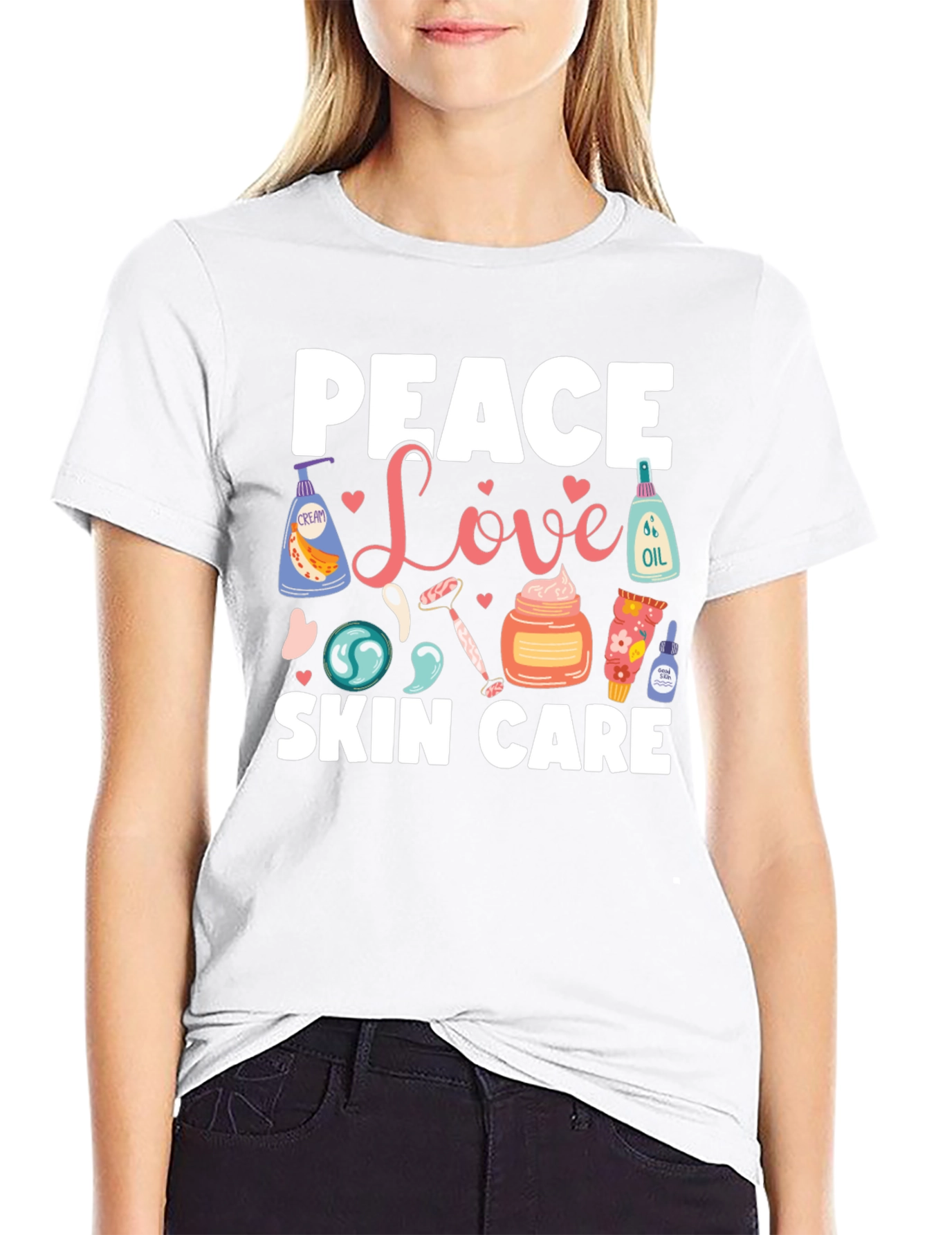 Black Peace Love Skin Care Black T-Shirt view 9
