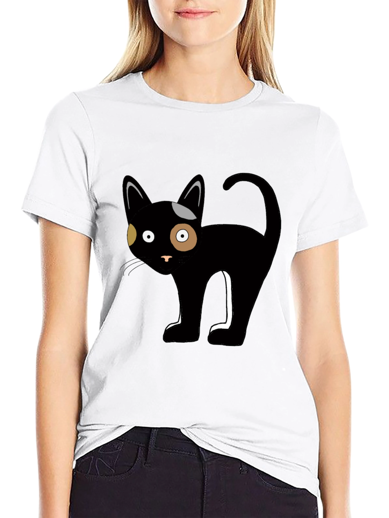 Black Black Cat Graphic Tee - Unique Cartoon Design view 9