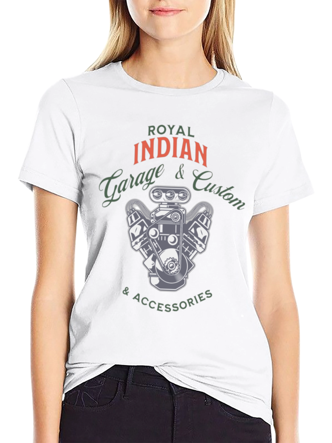Black Royal Indian Garage Custom Tee - Automotive Inspired Design view 9