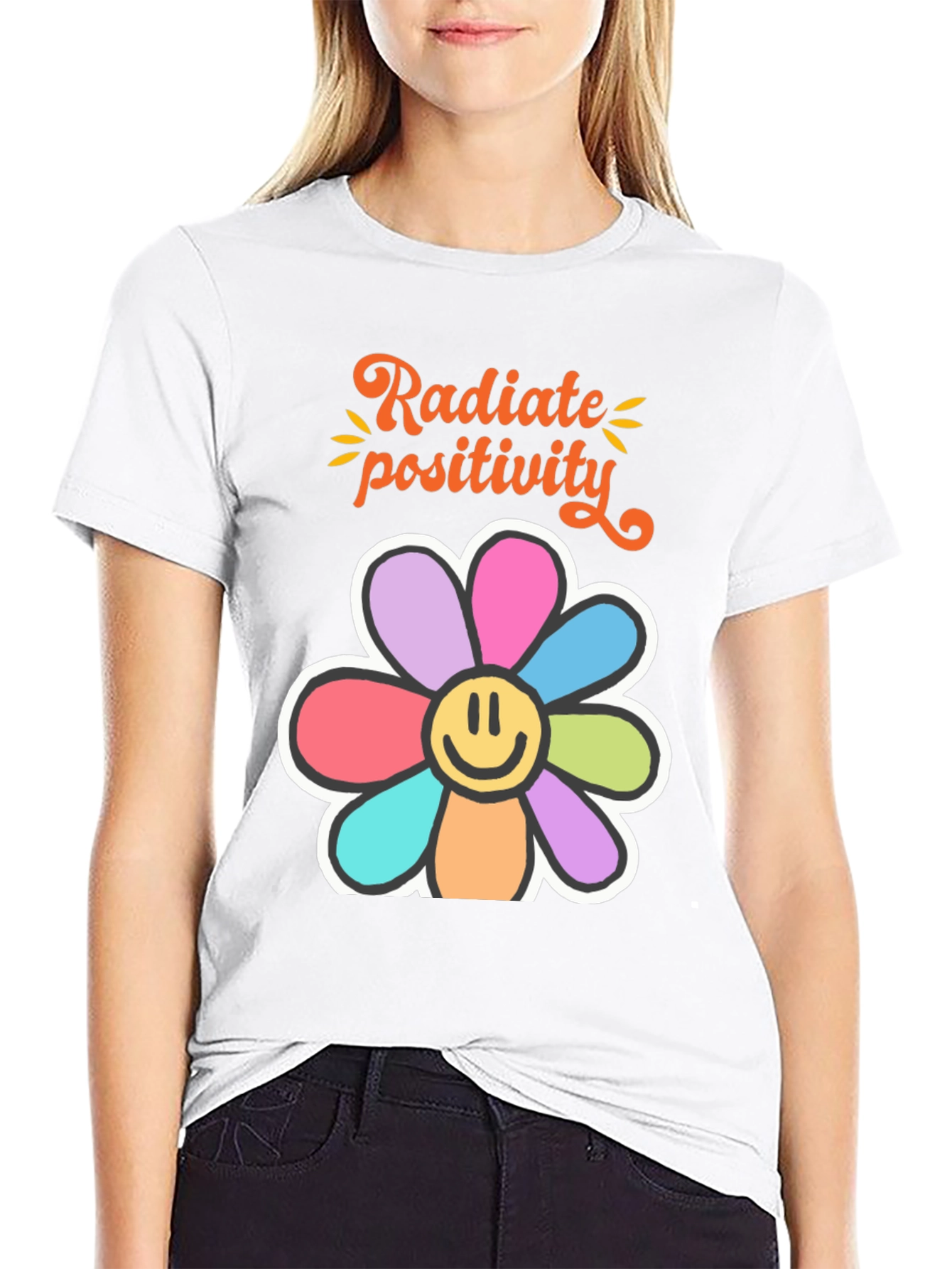 Black Radiate Positivity Graphic T-Shirt view 9