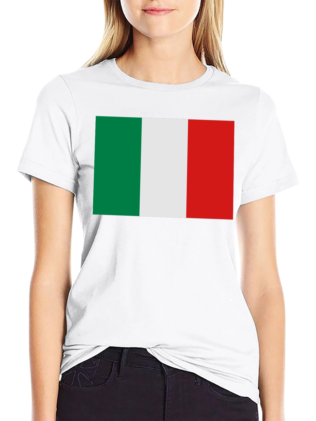 Black Italian Flag Graphic Tee - Black Crew Neck T-Shirt view 9