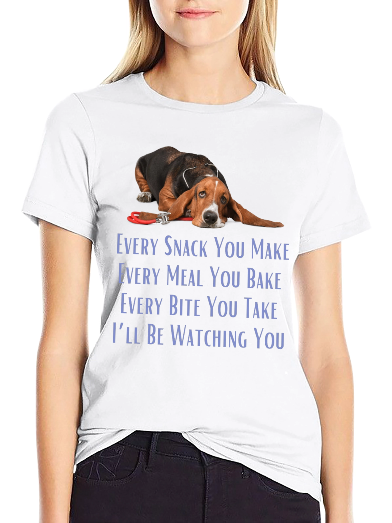 Black Bassett Hound Dog T-Shirt - Every Snack You Make view 9