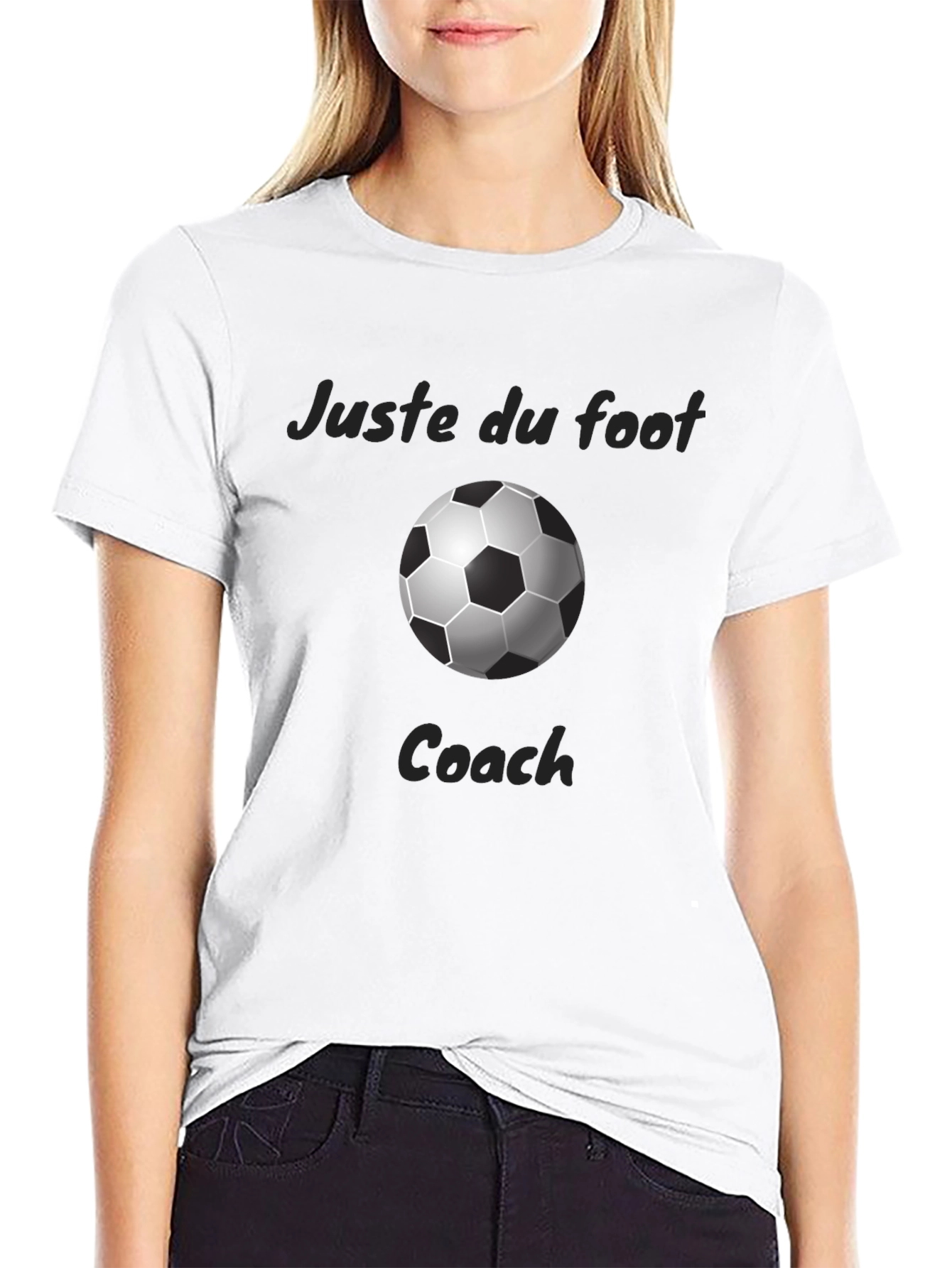 Black Juste du Foot Soccer Coach Black T-Shirt view 9