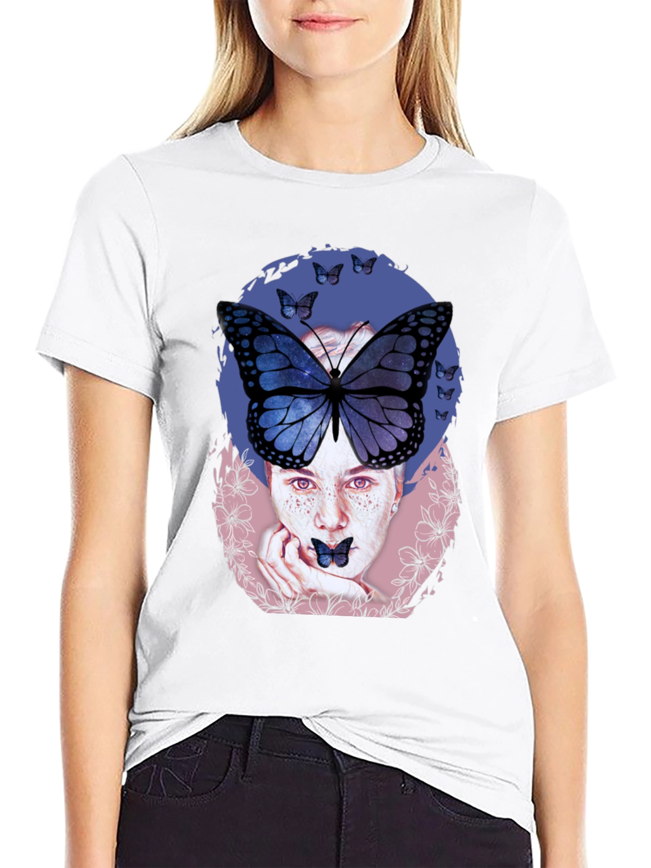 Black Butterfly Woman Graphic Tee view 9