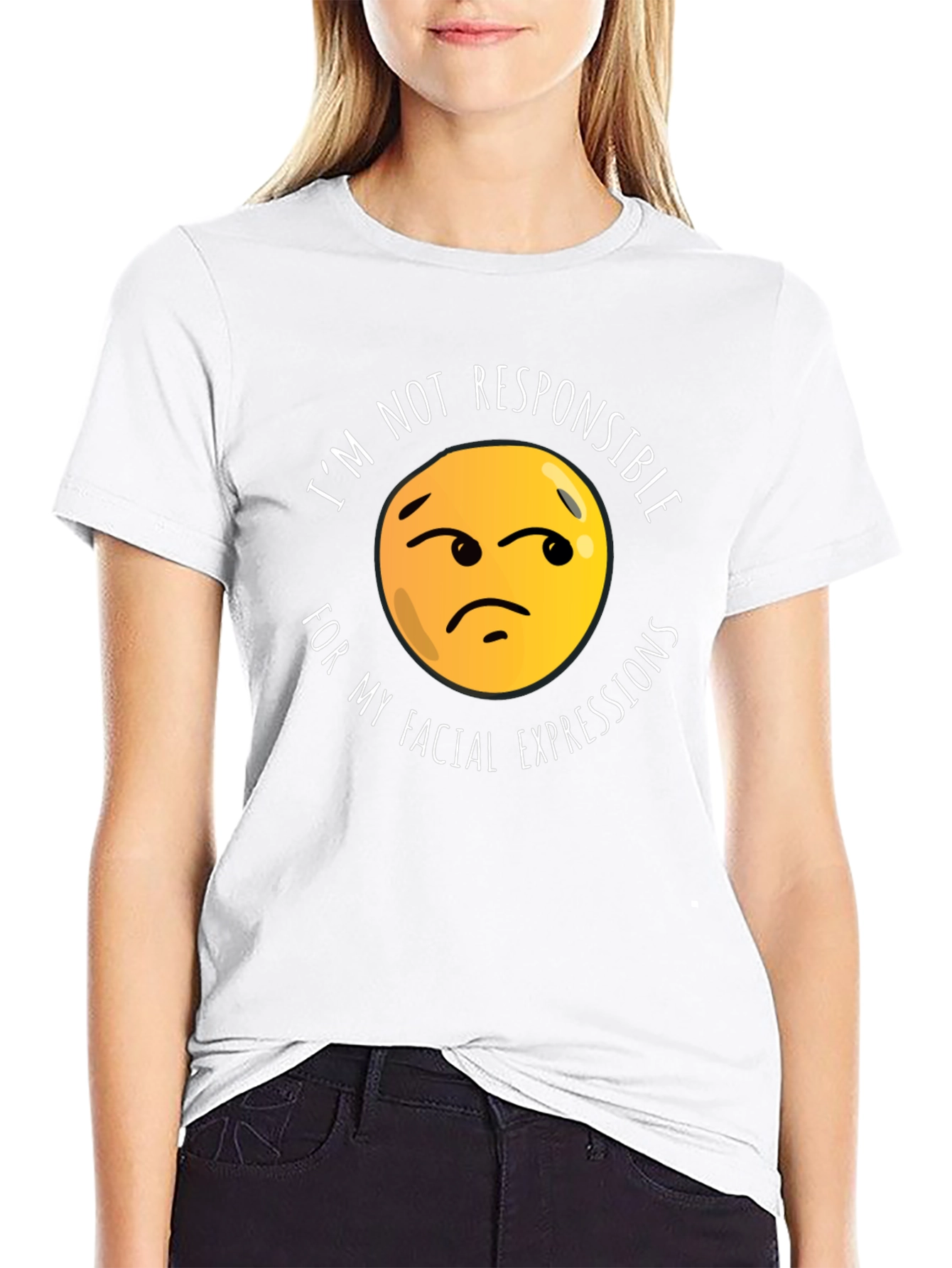 Black Funny Facial Expression Emoji Graphic T-Shirt - Black view 9
