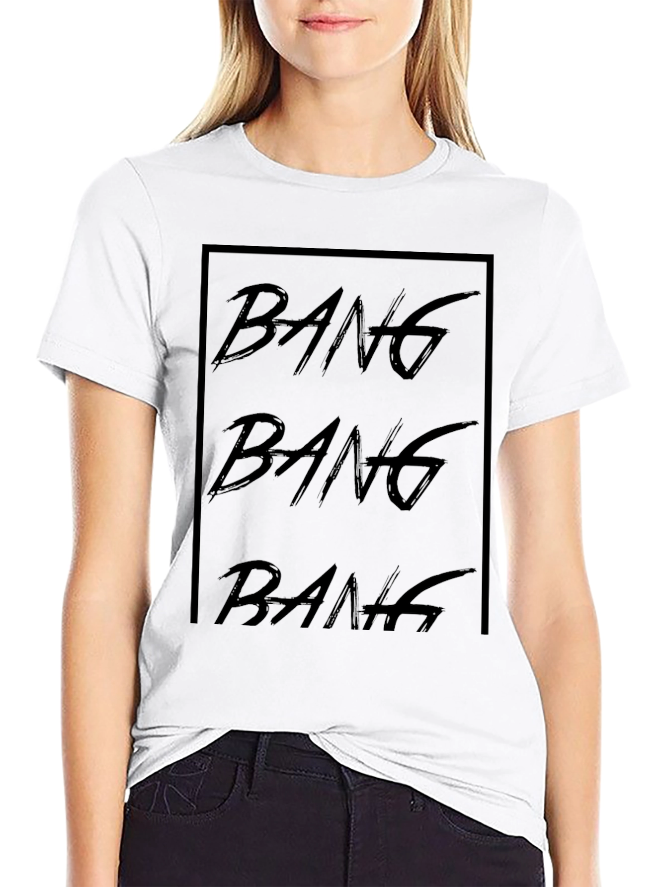 Black Bang Bang Bang Black Graphic Tee view 9
