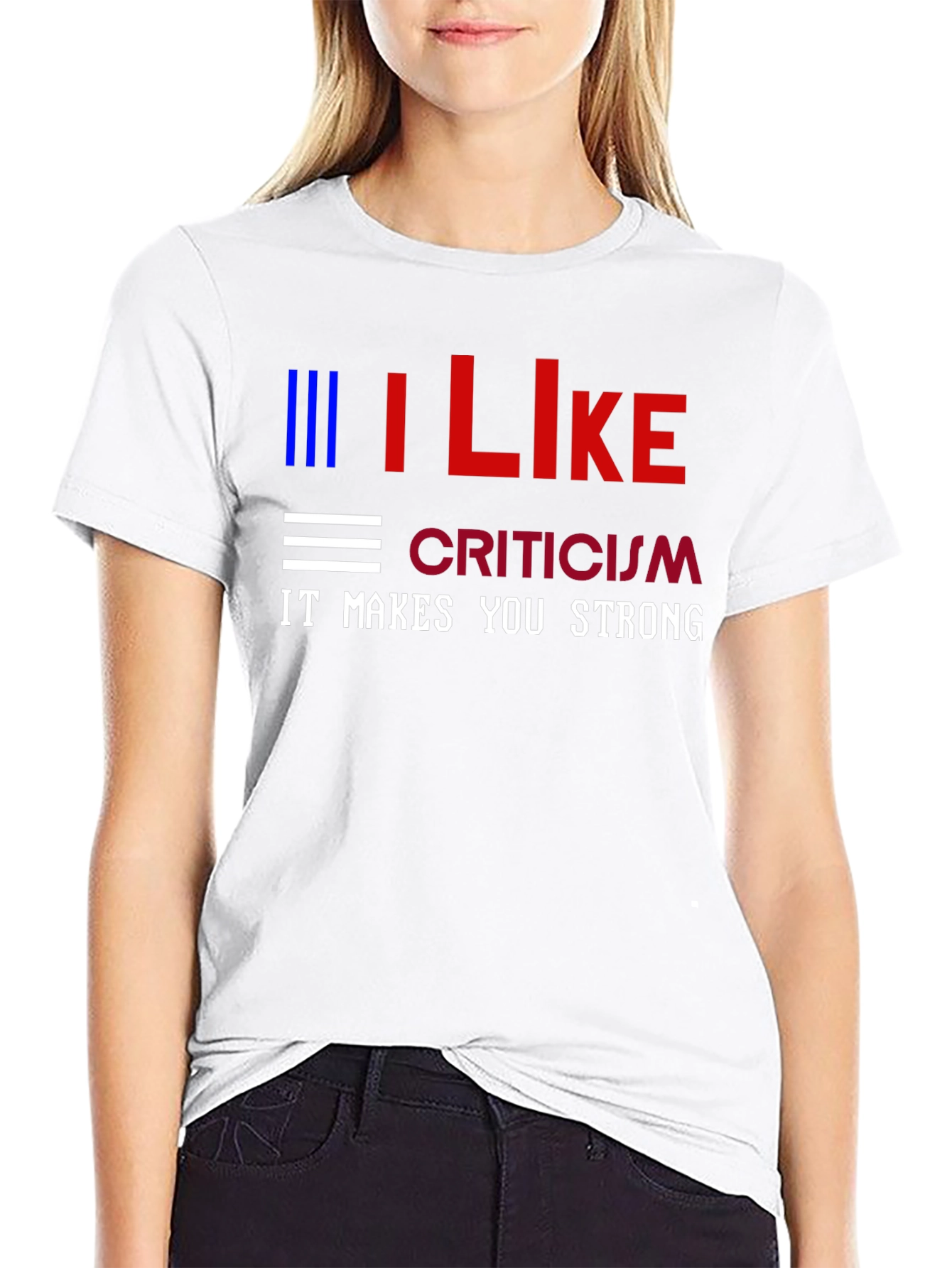 Black I Like Criticism Graphic Tee - Strong Message T-Shirt view 9