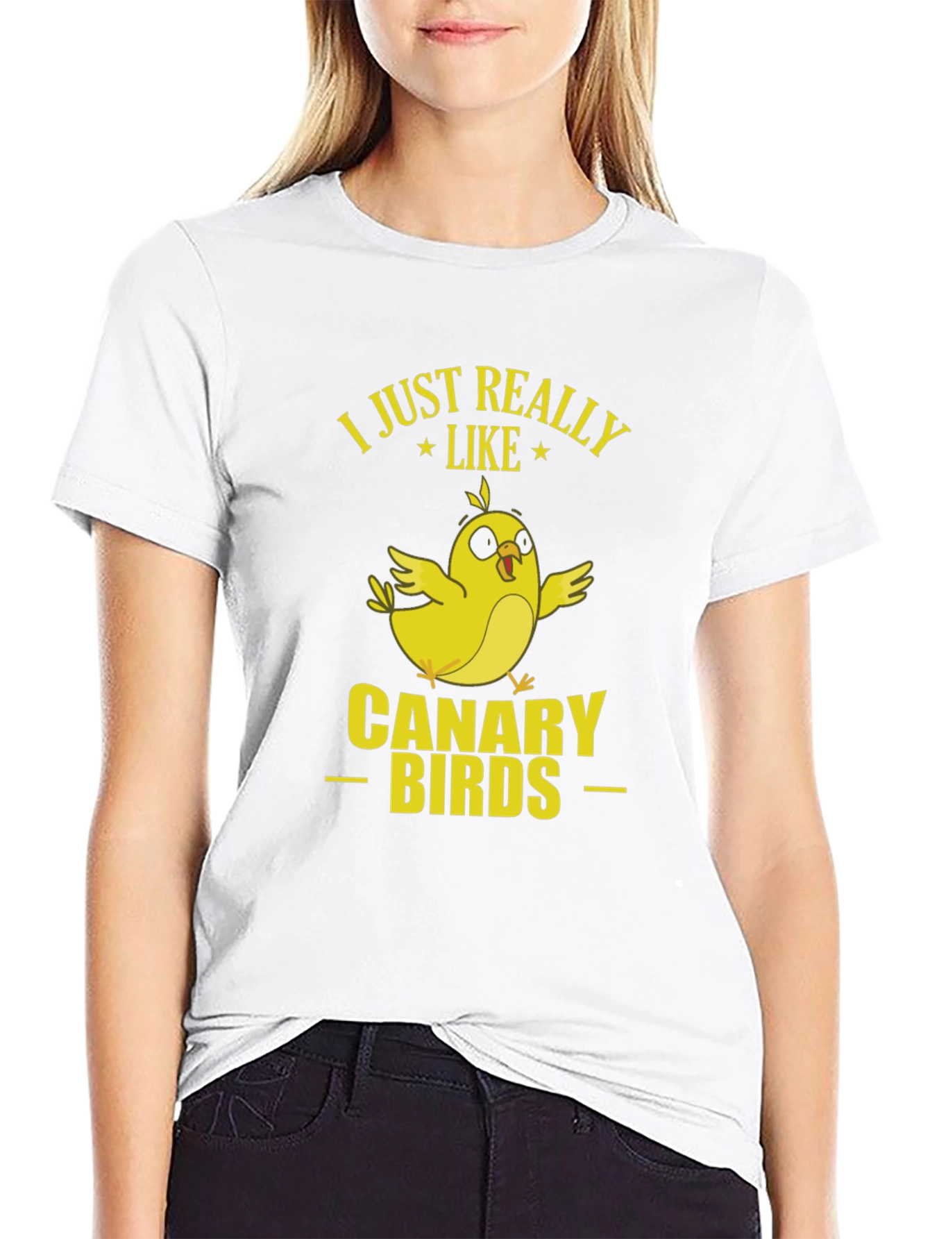 Black I Just Really Like Canary Birds Graphic T-Shirt view 9