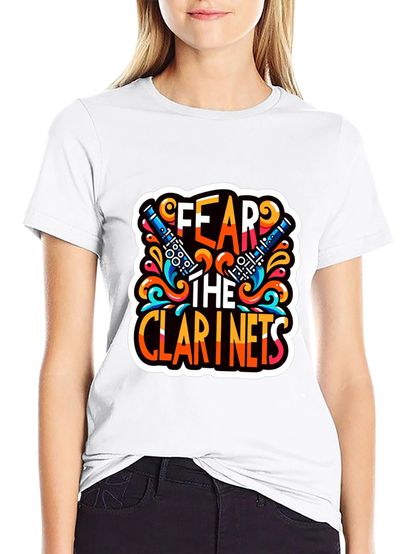 Black Fear the Clarinets Graphic T-Shirt - Music Lover Tee view 9