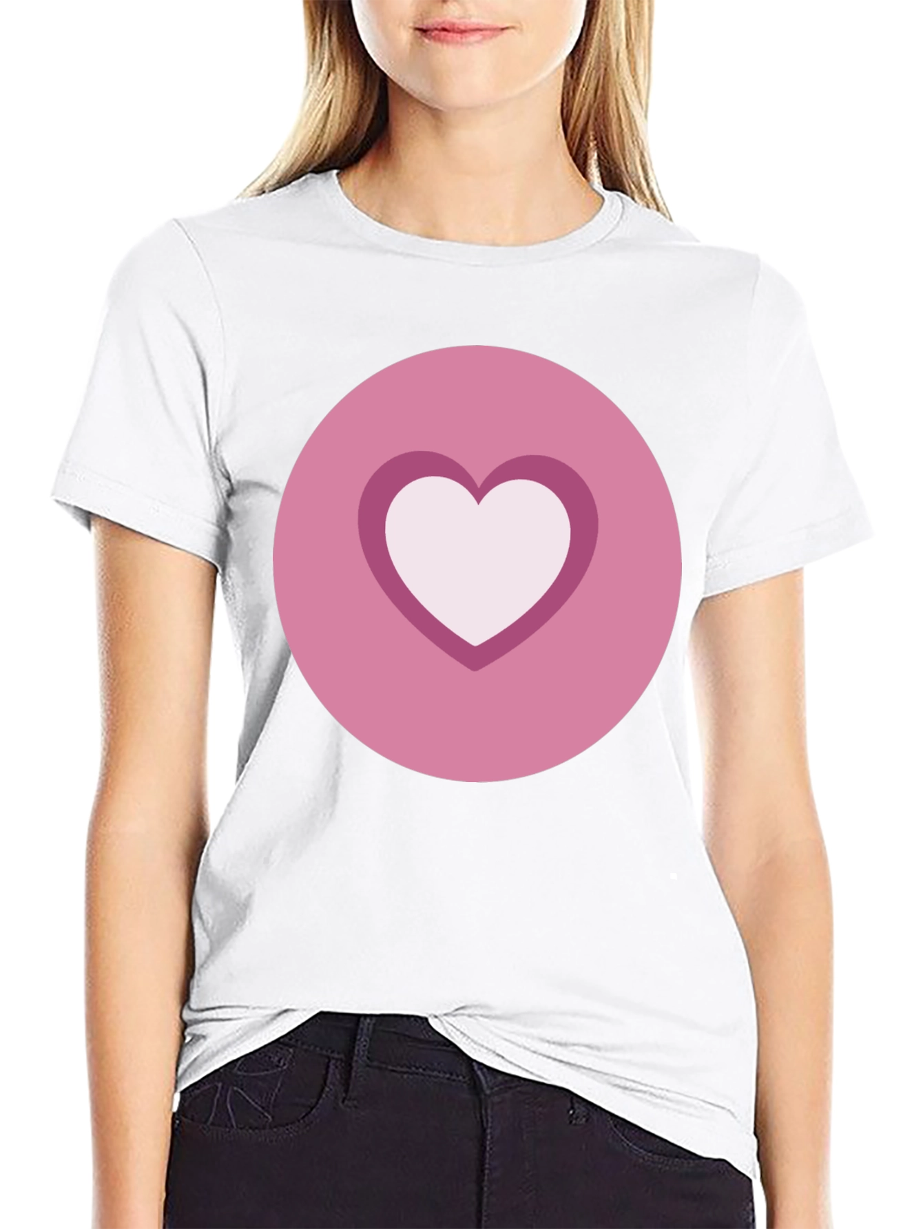 Black Heart Circle Graphic Tee - Casual Black Shirt view 9
