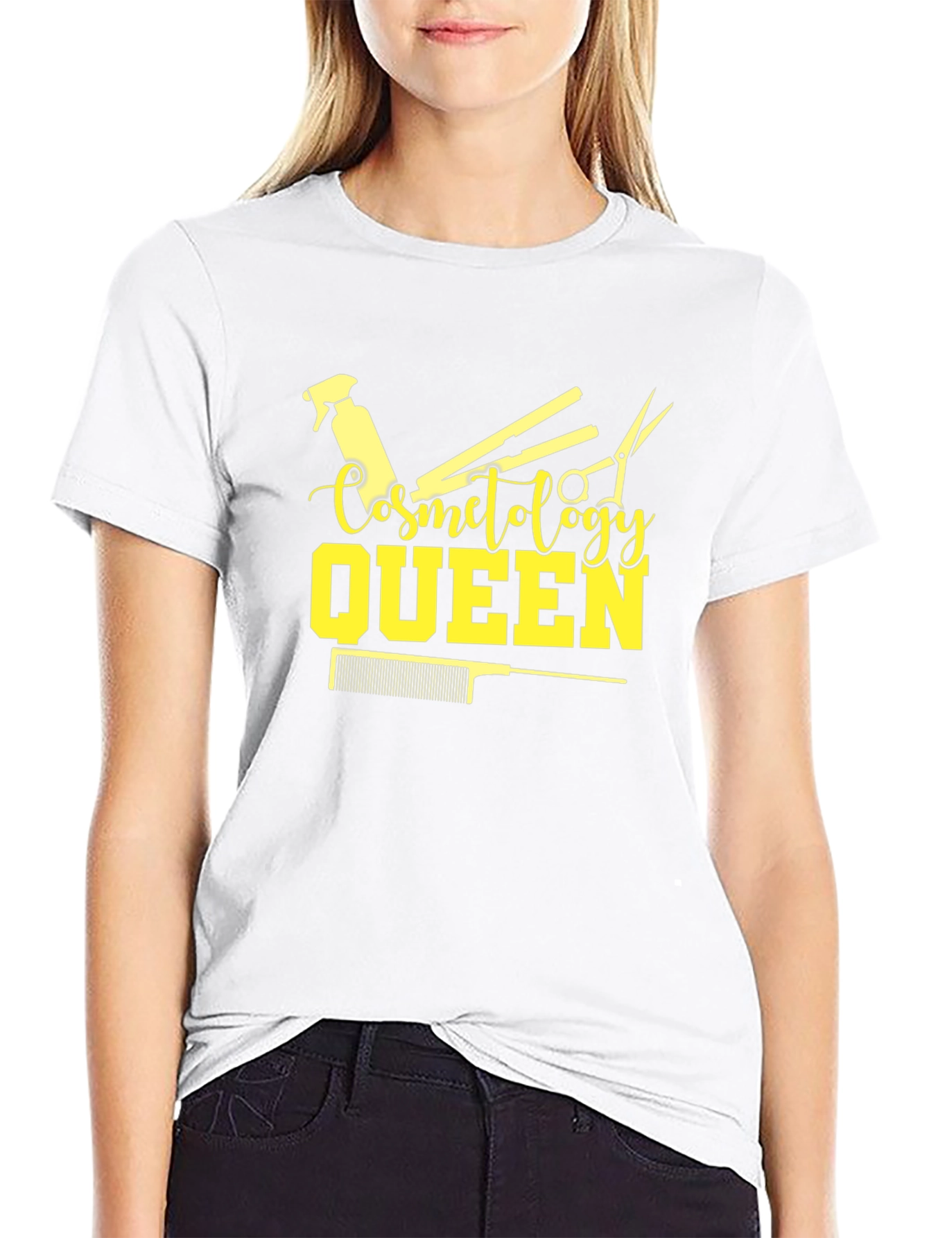 Black Cosmetology Queen T-Shirt - Black, Stylish Design view 9