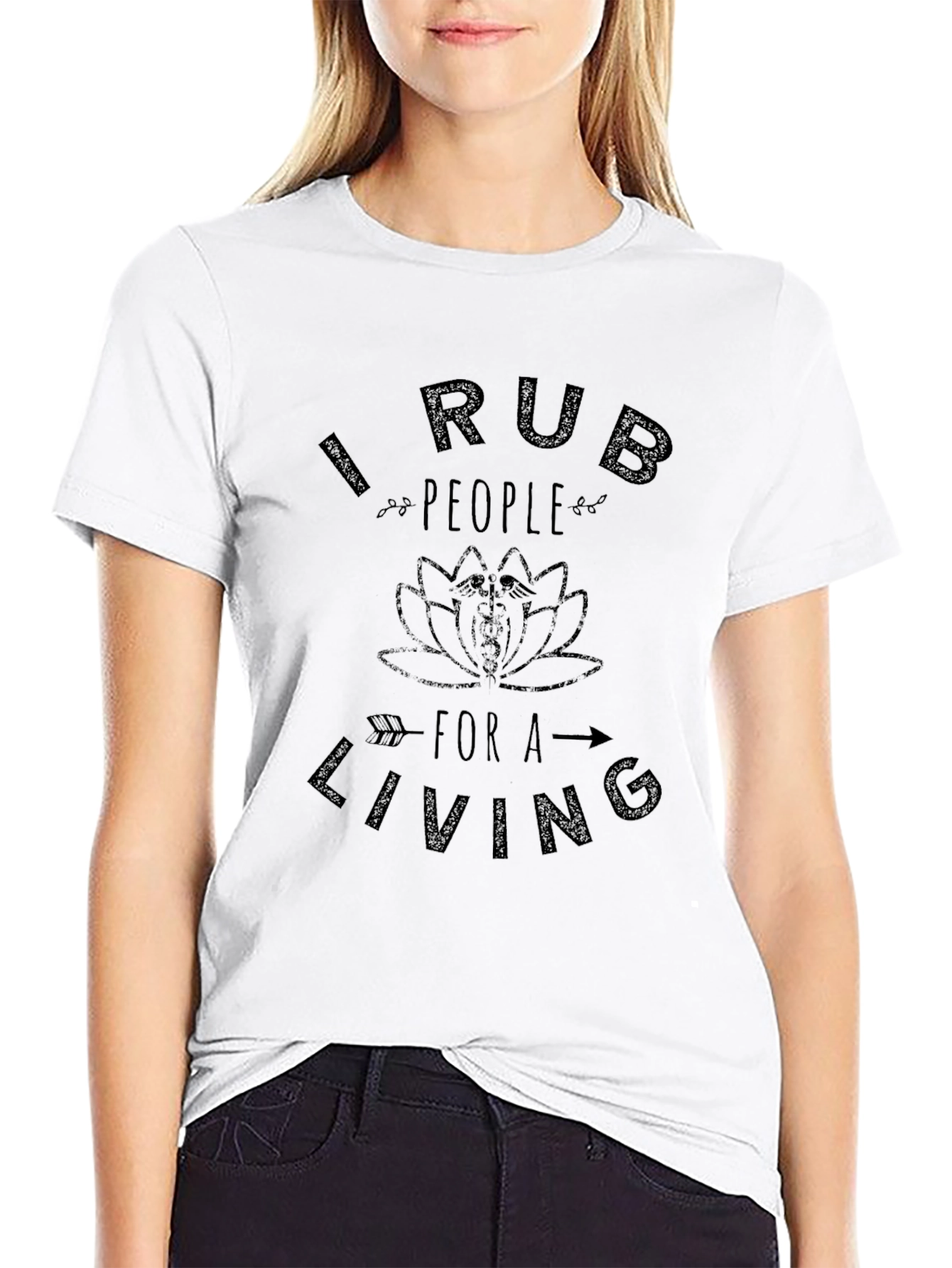 Black I Rub People For A Living Black T-Shirt view 9