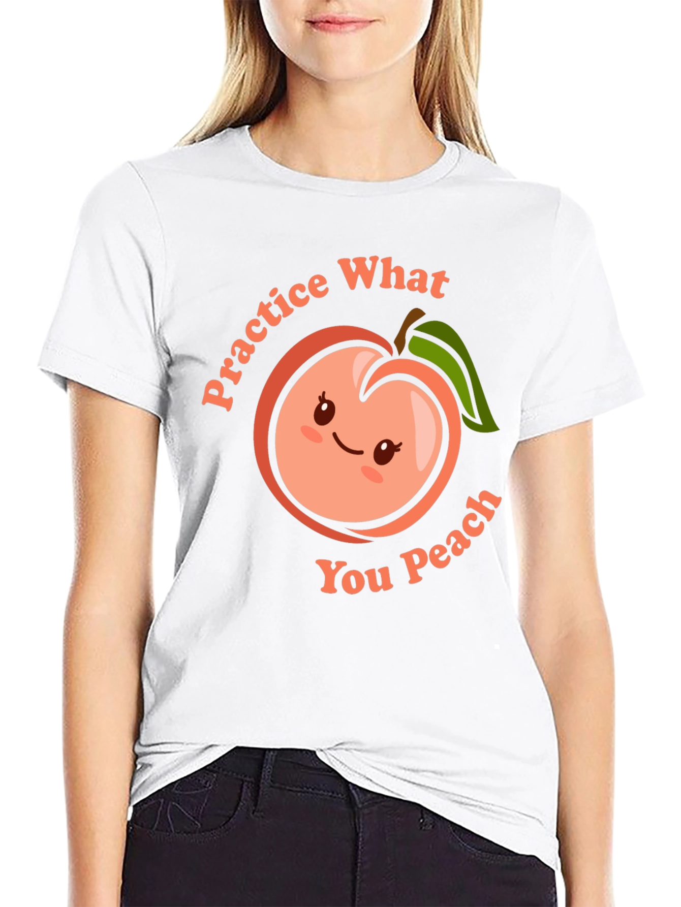 Black Practice What You Peach Funny T-Shirt view 9