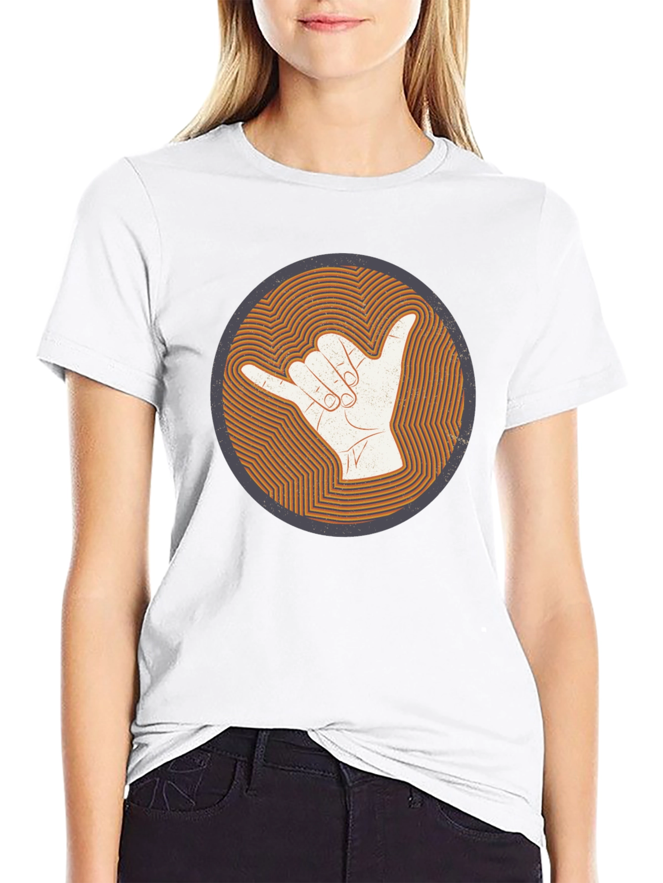 Black Shaka Hand Sign Graphic Tee - Casual Comfort view 9