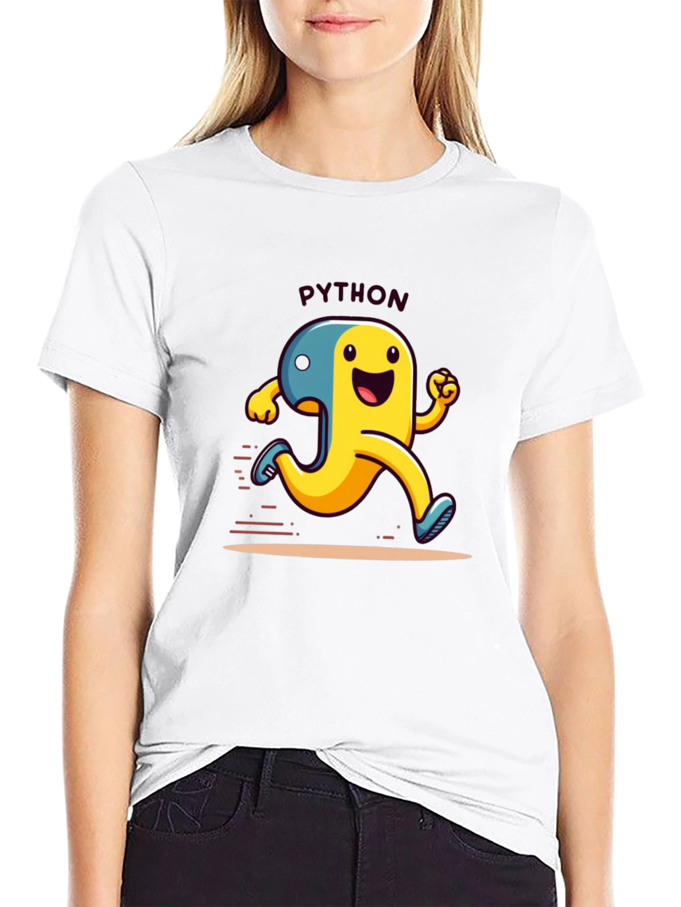 Black Python Programmer Cartoon Black T-Shirt view 9