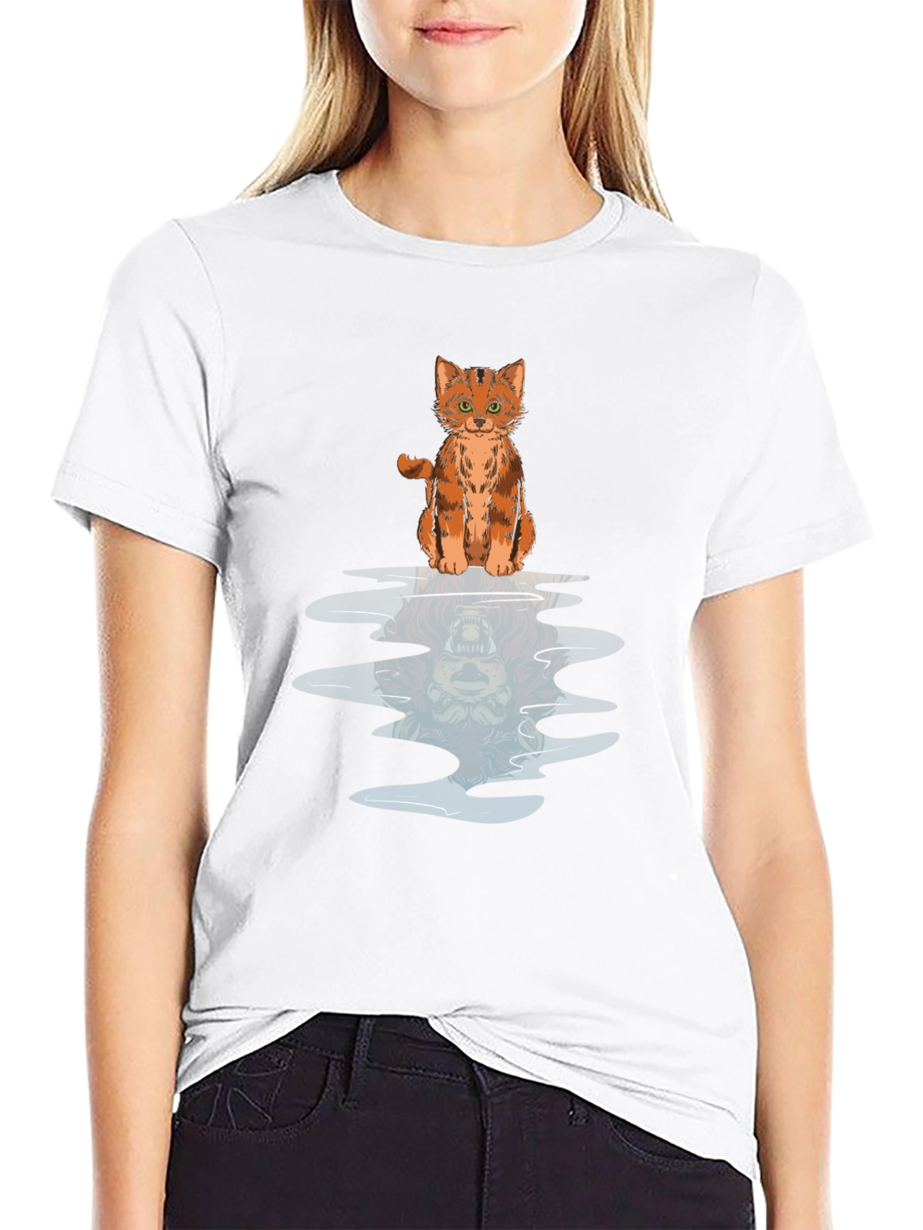 Black Cat Reflection Graphic Tee view 9