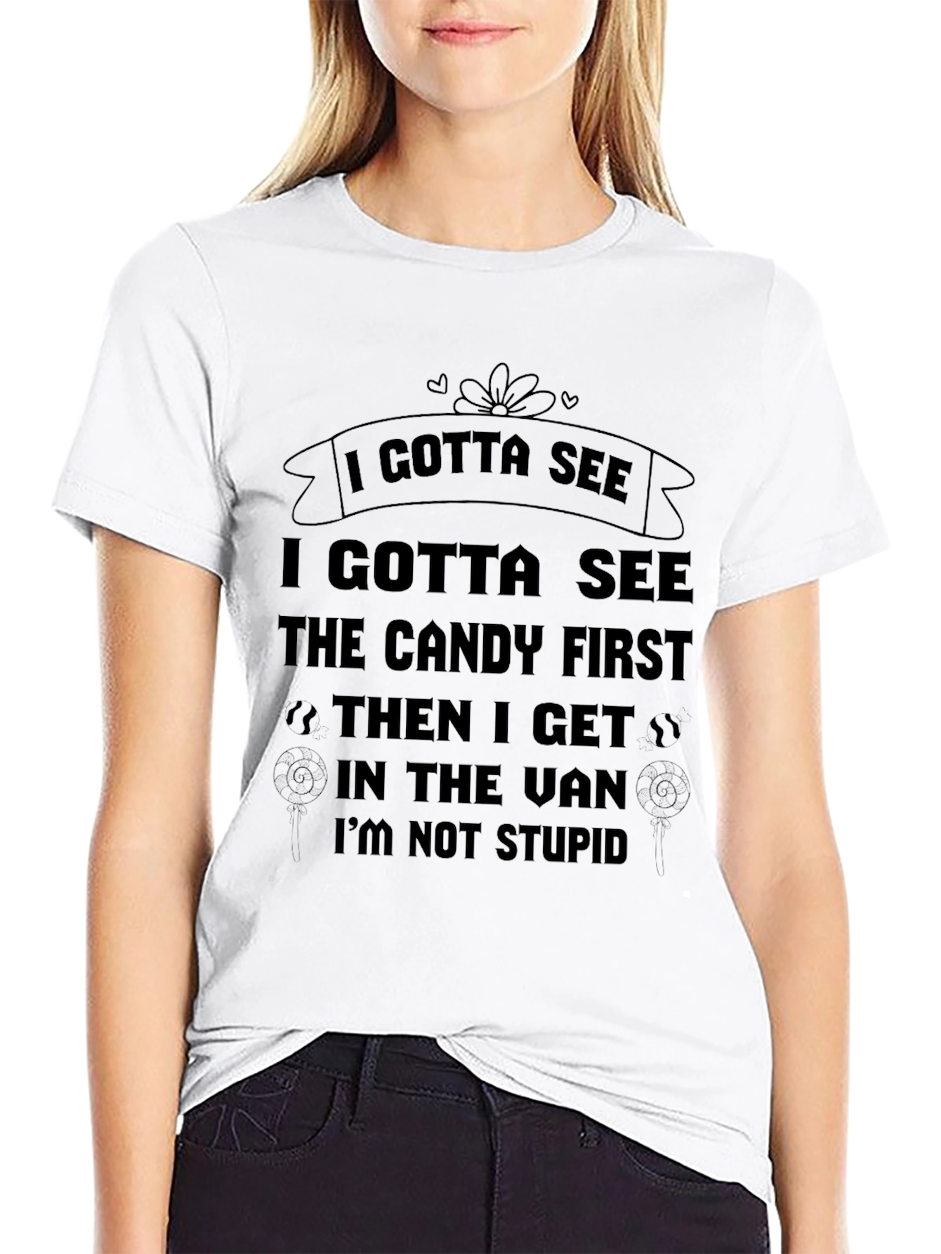 Black I Gotta See the Candy First Funny T-Shirt view 9