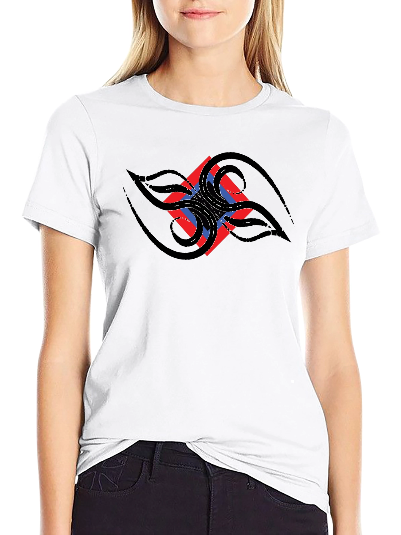 Black Abstract Graphic Black T-Shirt view 9