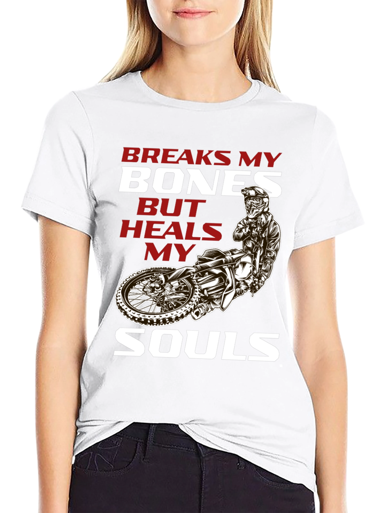 Black Breaks My Bones Heals My Soul Motocross T-Shirt view 9