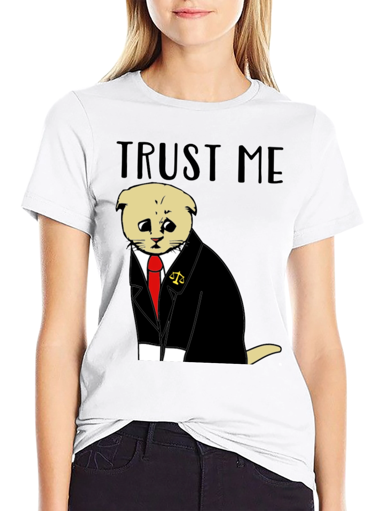 Black Trust Me Lawyer Cat T-Shirt - Funny Cute Attorney Kitten Tee view 9