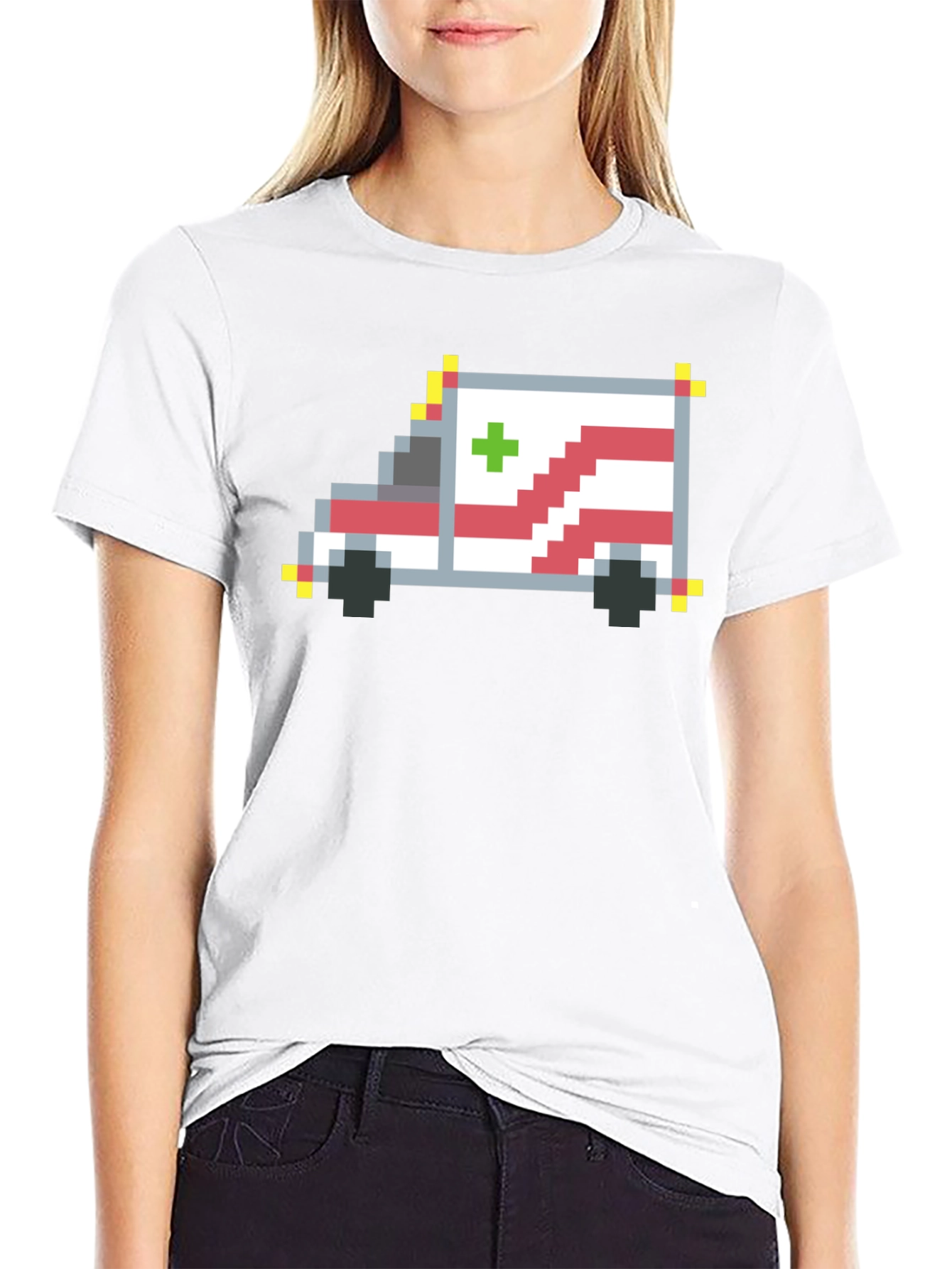 Black Pixel Ambulance Graphic T-Shirt view 9