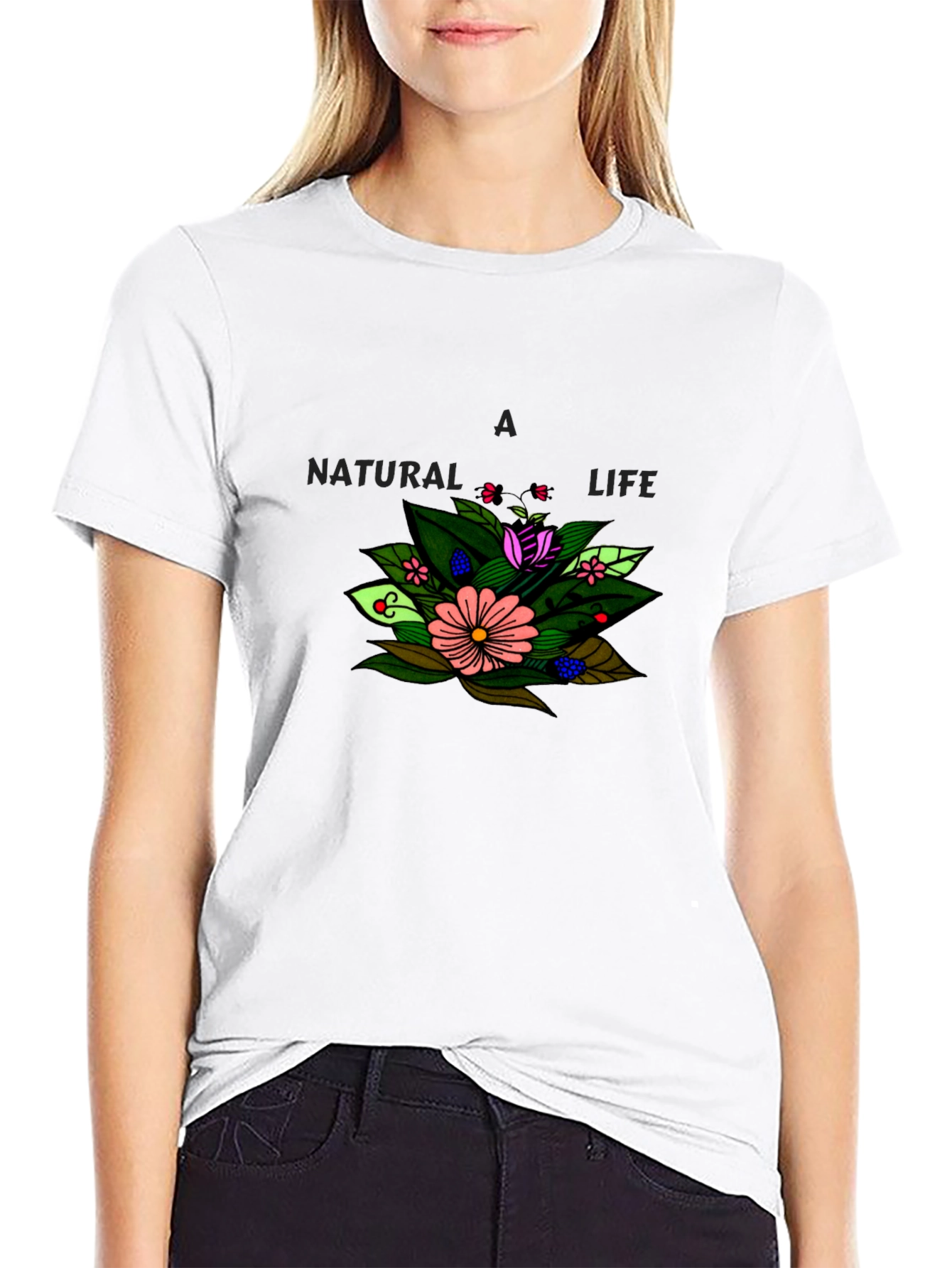 Black A Natural Life Floral Graphic Black T-Shirt view 9