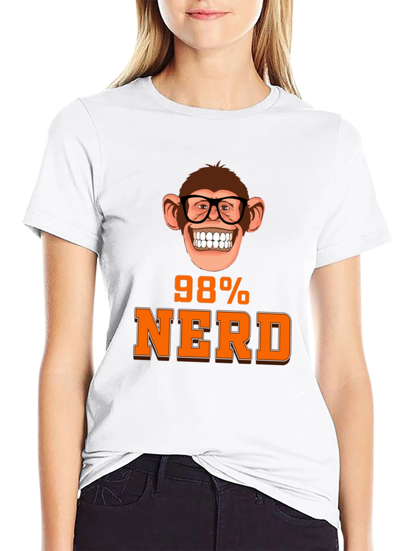 Black 98% Nerd Monkey Graphic T-Shirt - Unique Geeky Design view 9
