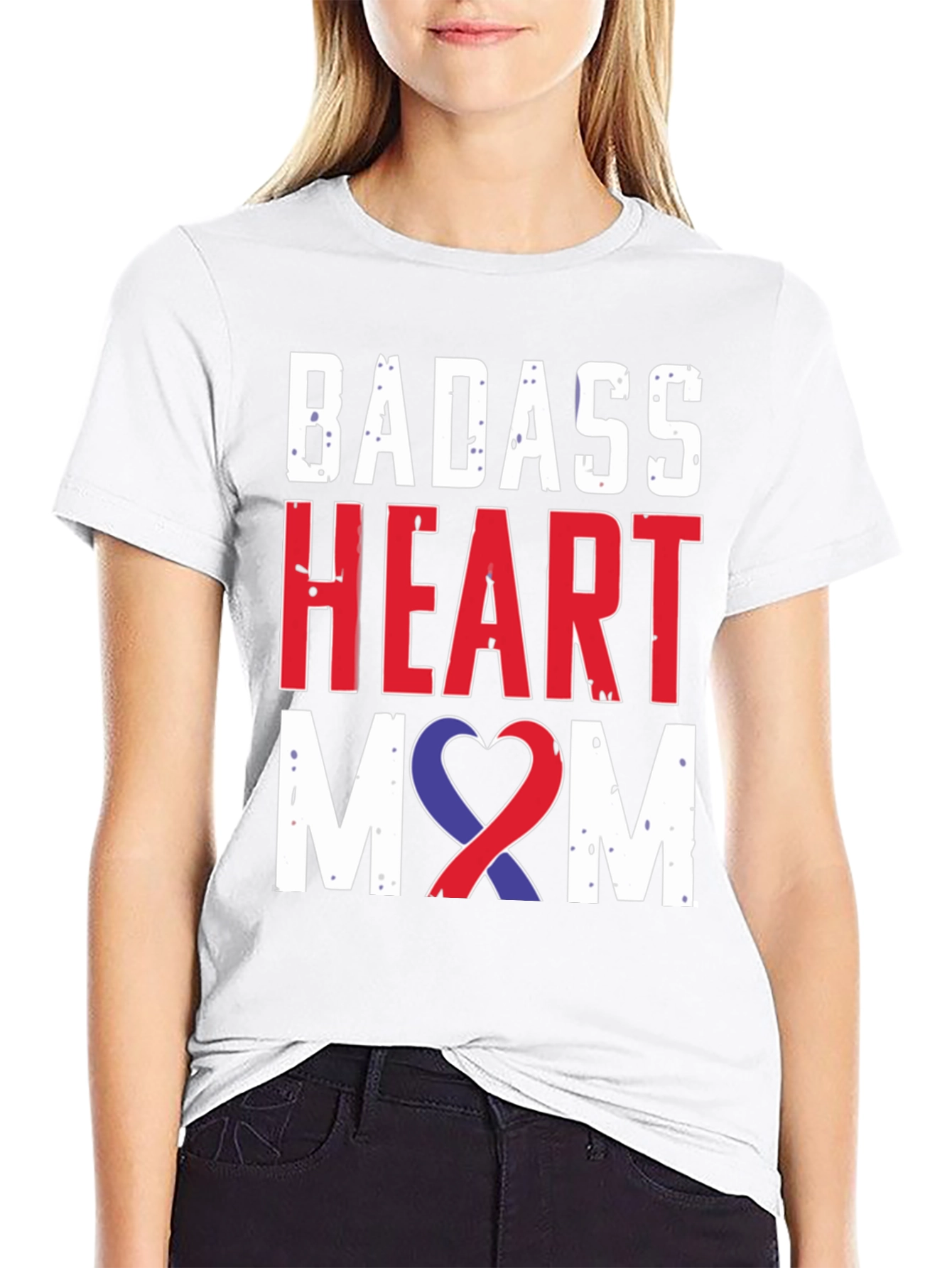 Black Badass Heart Mom Graphic Tee - Awareness Ribbon view 9