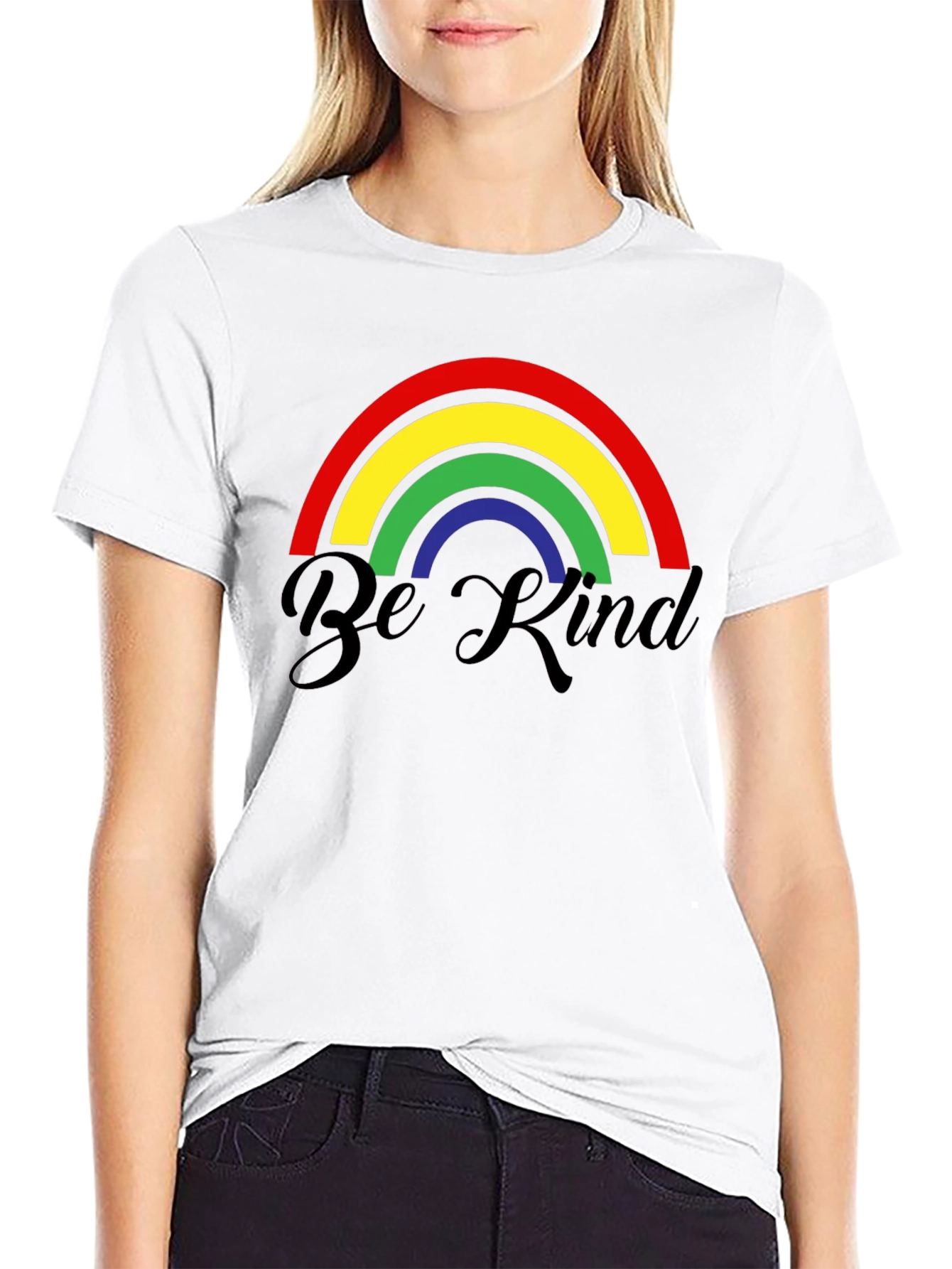 Black Be Kind Rainbow Graphic T-Shirt - Black view 9