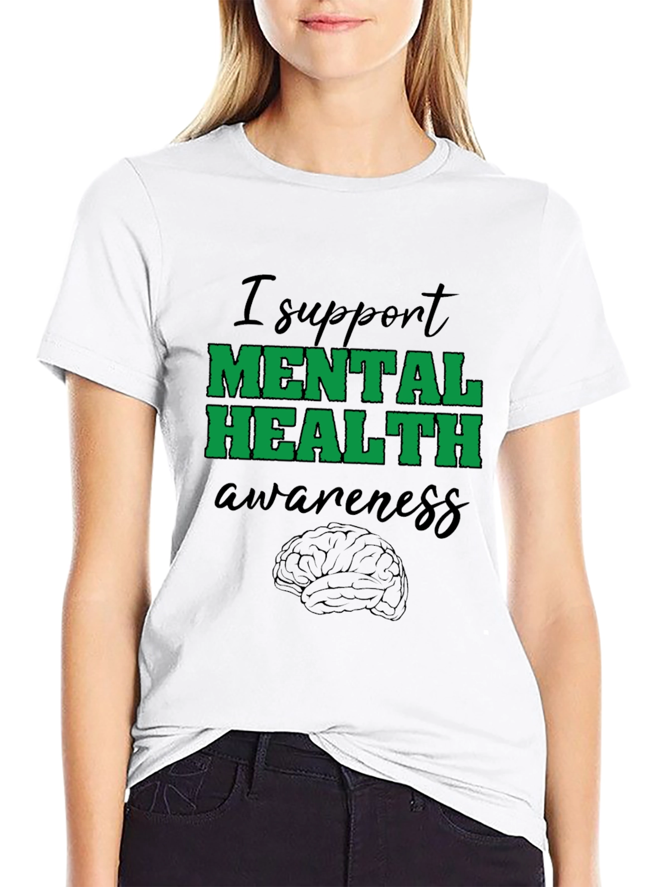 Black Mental Health Awareness Support T-Shirt view 9