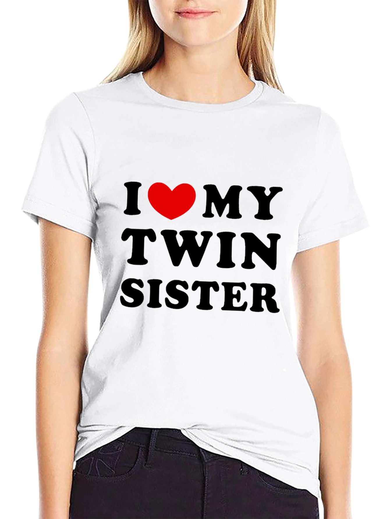 Black I Heart My Twin Sister Black Graphic Tee view 9