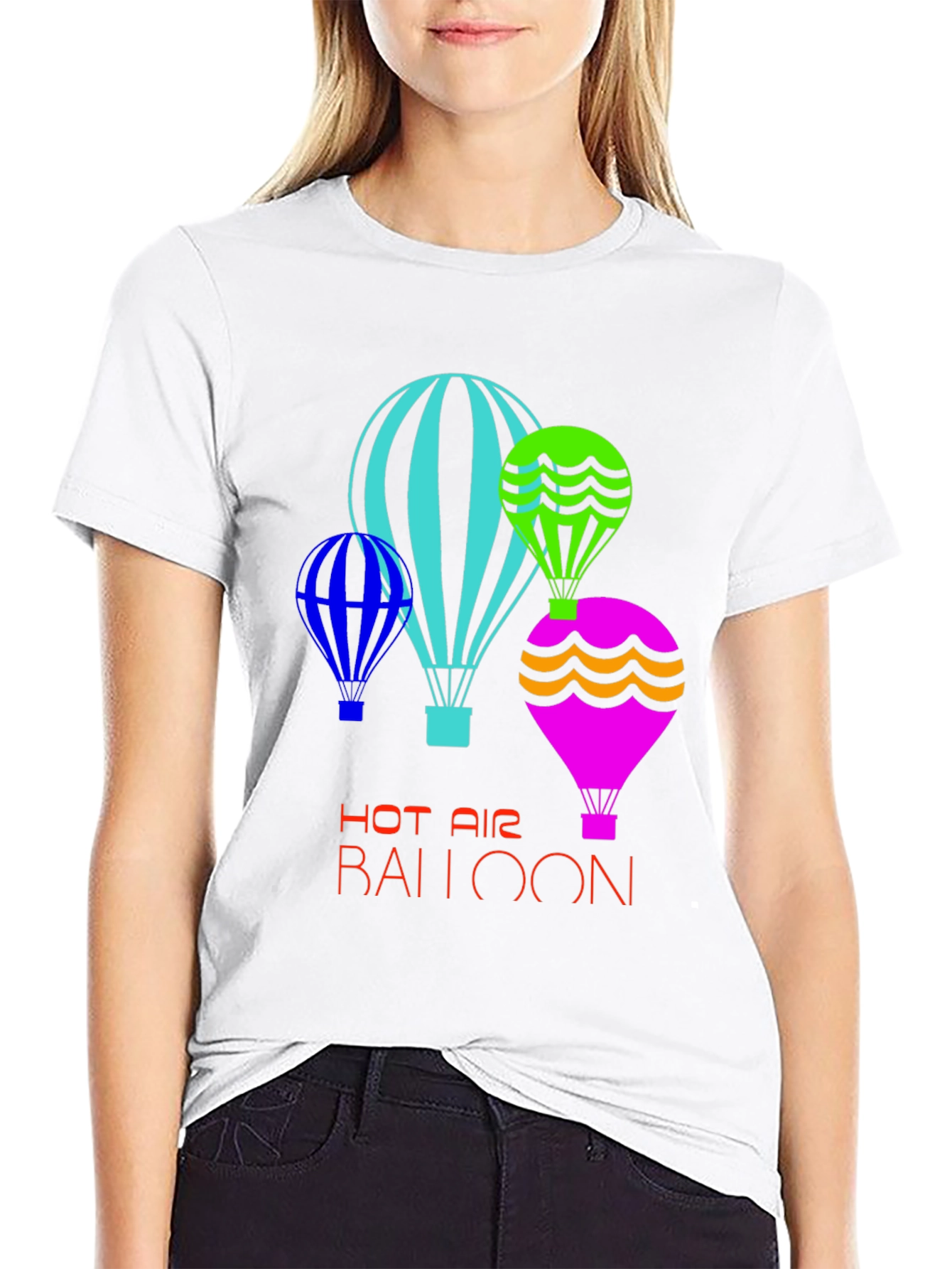 Black Fun Hot Air Balloon Graphic T-Shirt view 9