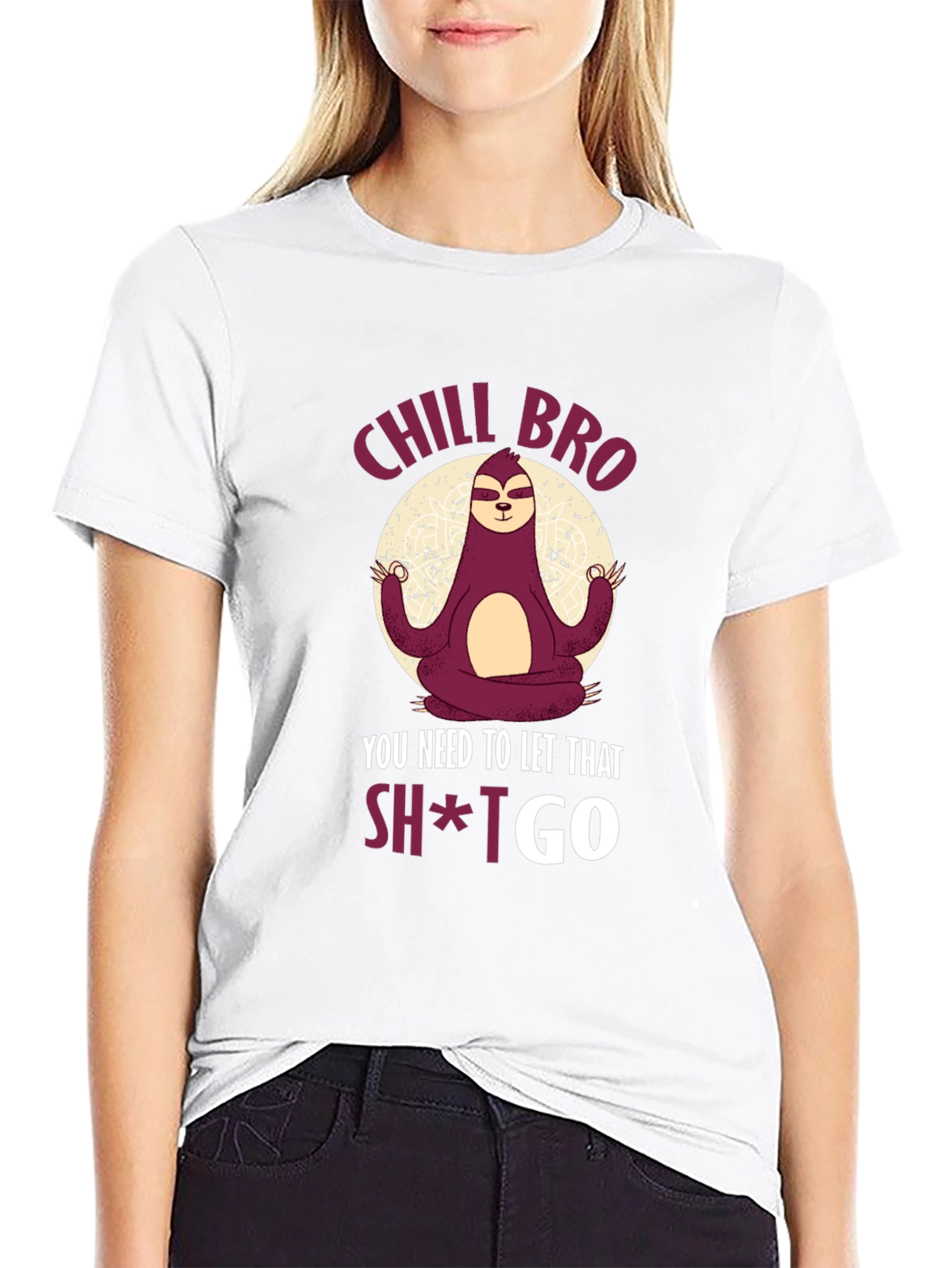 Black Chill Bro Sloth Meditation T-Shirt view 9